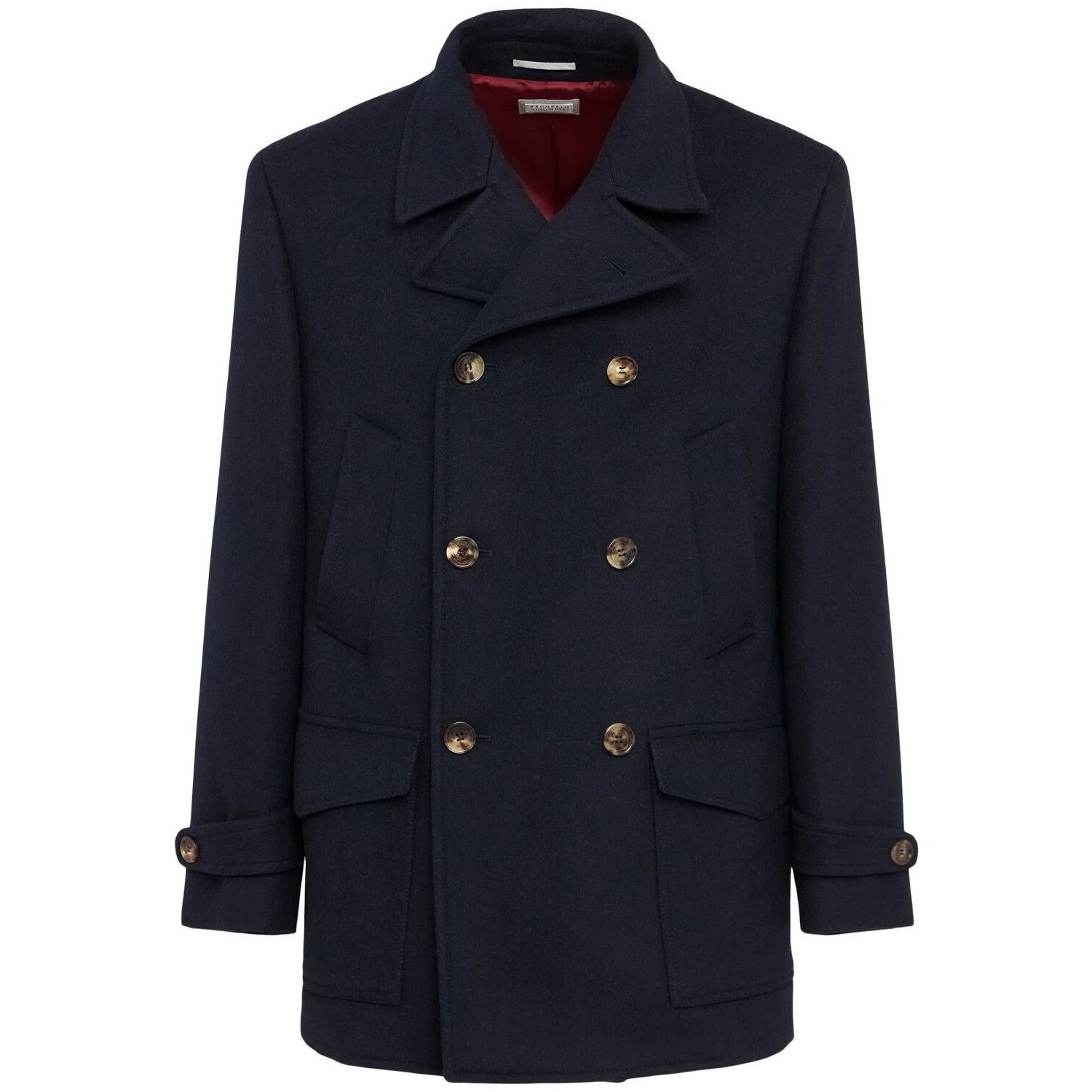 Brunello Cucinelli BRUNELLO CUCINELLI Navy Wool Double Breasted Coat New & Auth Size US L / EU 52-54 / 3 - 1 Thumbnail