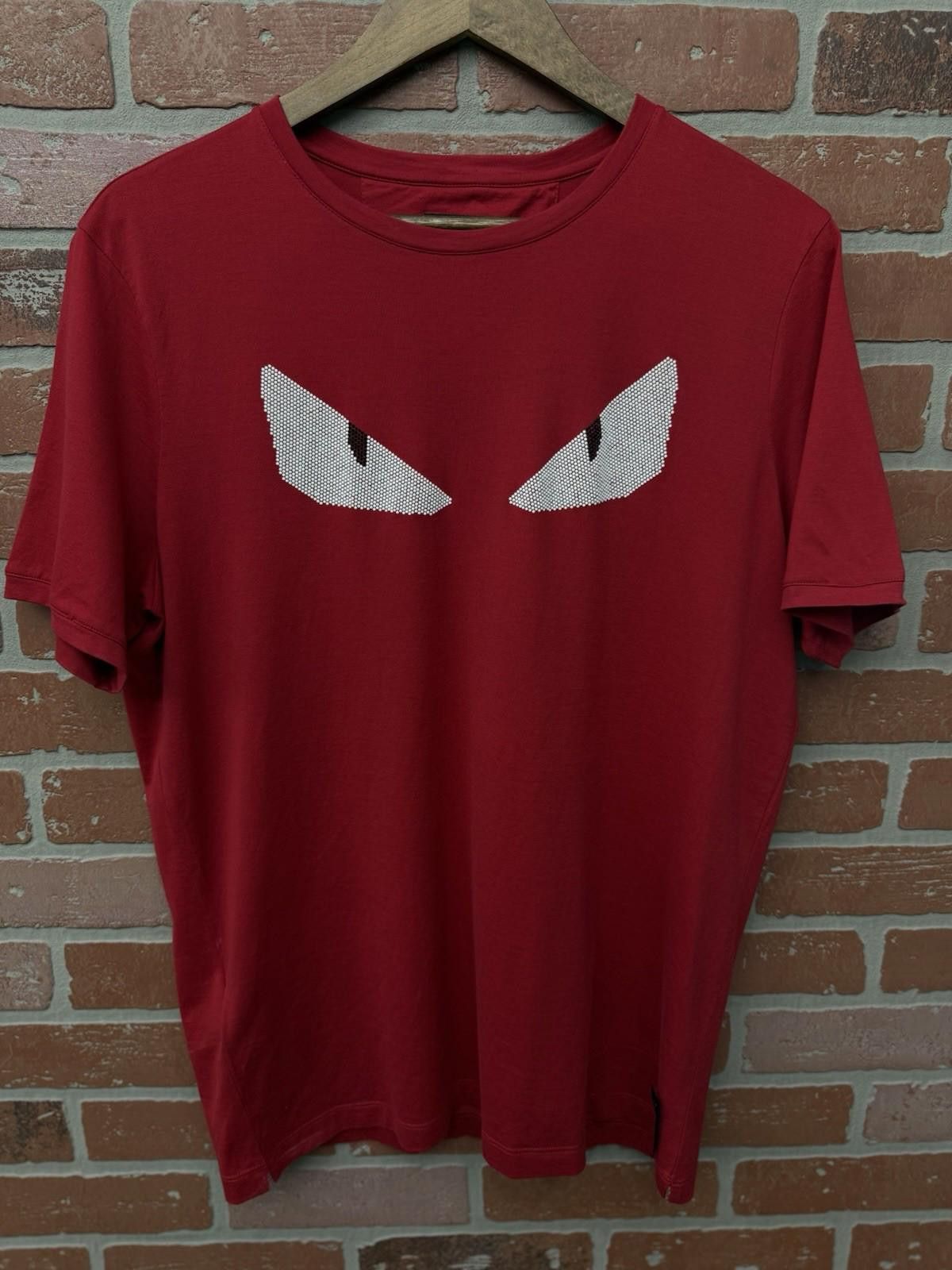 Fendi FENDI Men's Size- (52) Red Cotton Silver Eyes T-Shirt Top Size US L / EU 52-54 / 3 - 4 Thumbnail