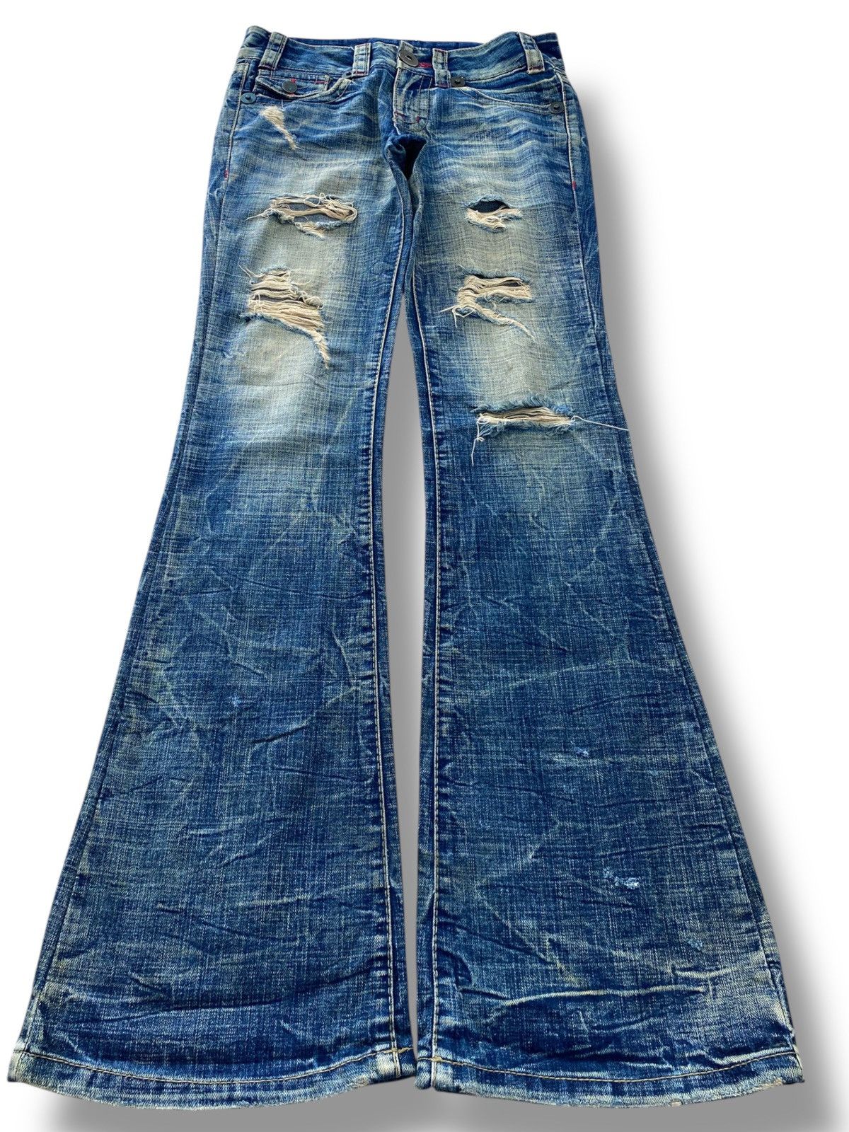 Japanese Brand Japanese Brand Honey Comb Distressed Style Boot Cut Leg Jean Size US 29 - 1 Thumbnail
