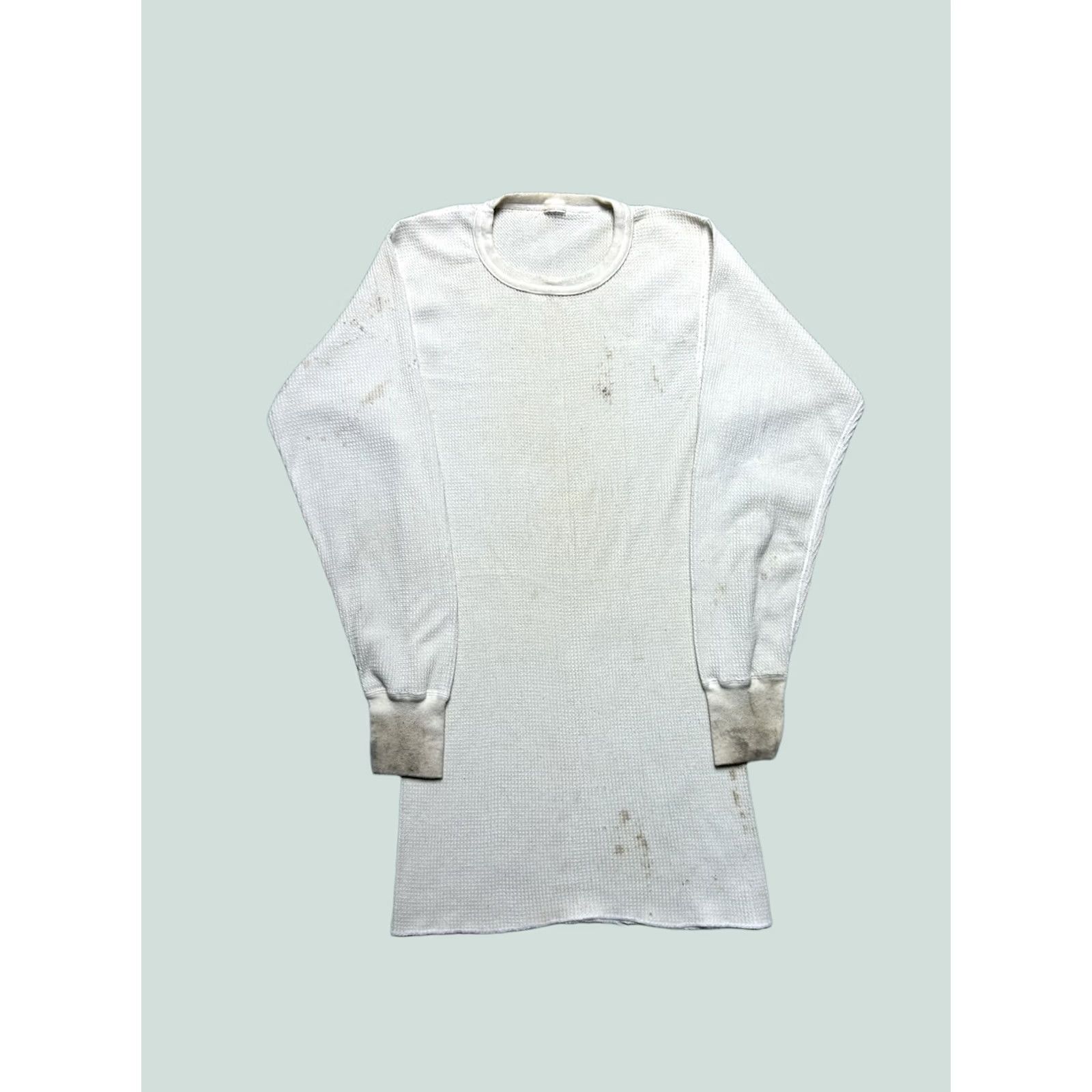 Layer 8 VINTAGE Base White Thermal Shirt Long Sleeve Knit Large Mens Size US L / EU 52-54 / 3 - 1 Thumbnail