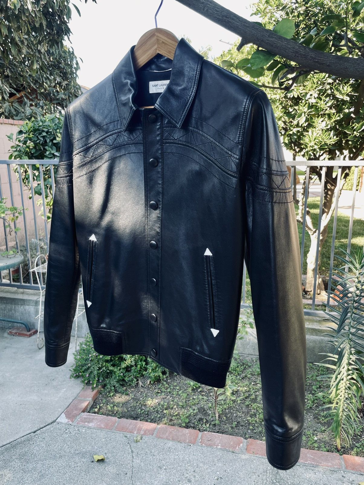 Saint Laurent Paris Saint Laurent Paris Western Lamb Leather Bomber Jacket Black Size US S / EU 44-46 / 1 - 3 Thumbnail