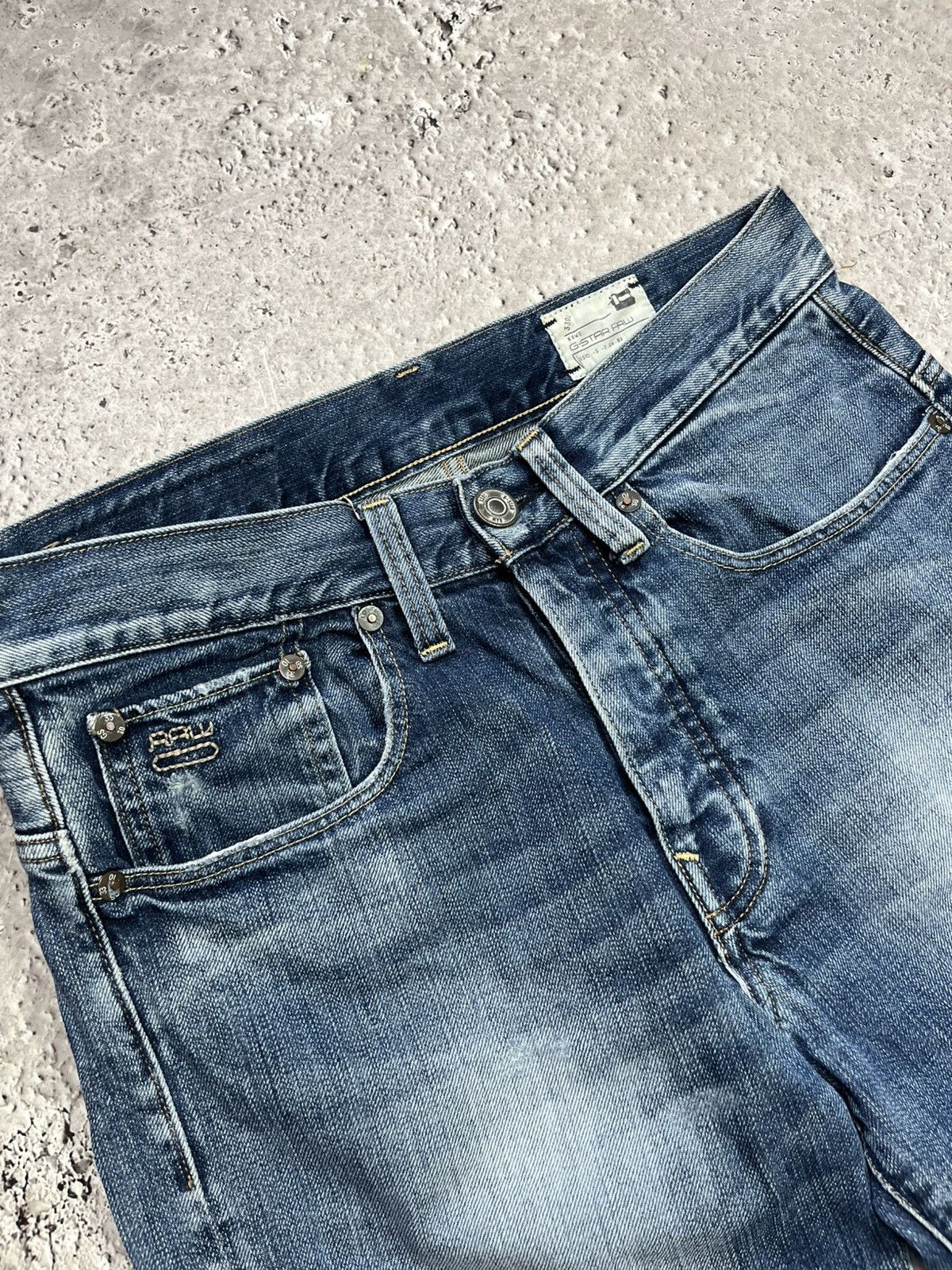 G-Star G-Star RAW Custom Big Logo Denim Jeans Distressed Blue Size US 29 - 12 Thumbnail