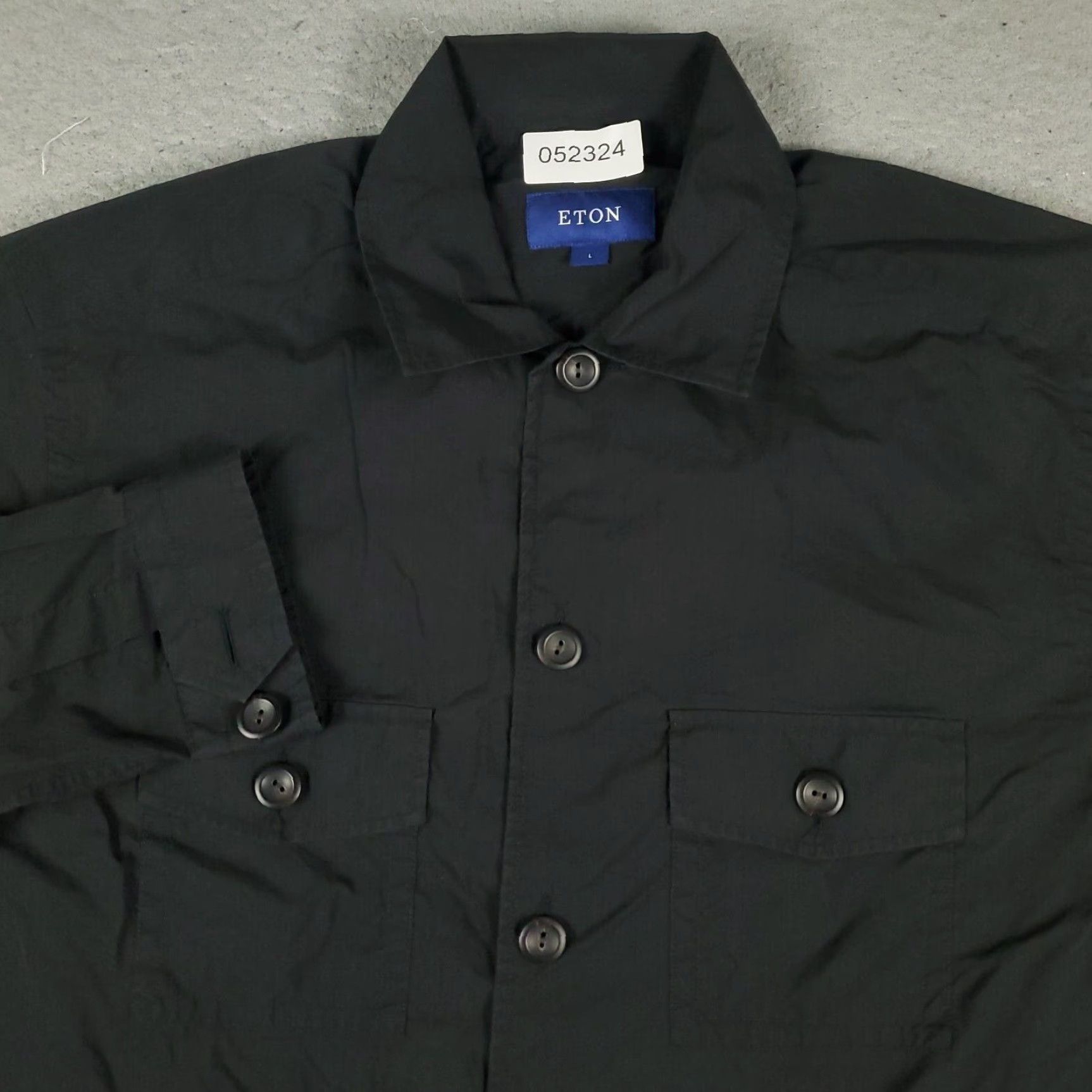 Eton Eton Button-Up Shirt Mens Large Black Long Sleeve Two Pocket Casual Cotton Size US L / EU 52-54 / 3 - 2 Thumbnail