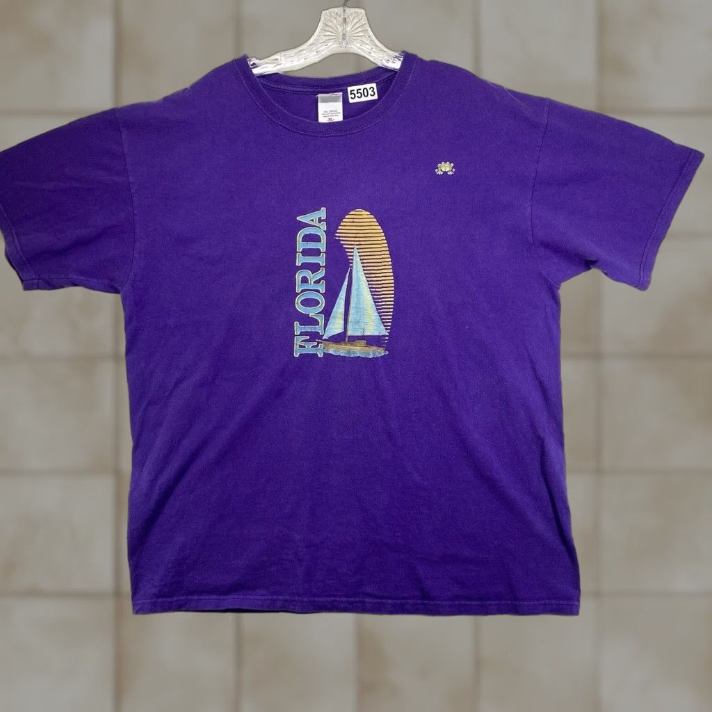 Anvil VINTAGE Florida T Shirt Mens Large 90s Sailboat Graphic Cotton Unisex Size US L / EU 52-54 / 3 - 1 Thumbnail