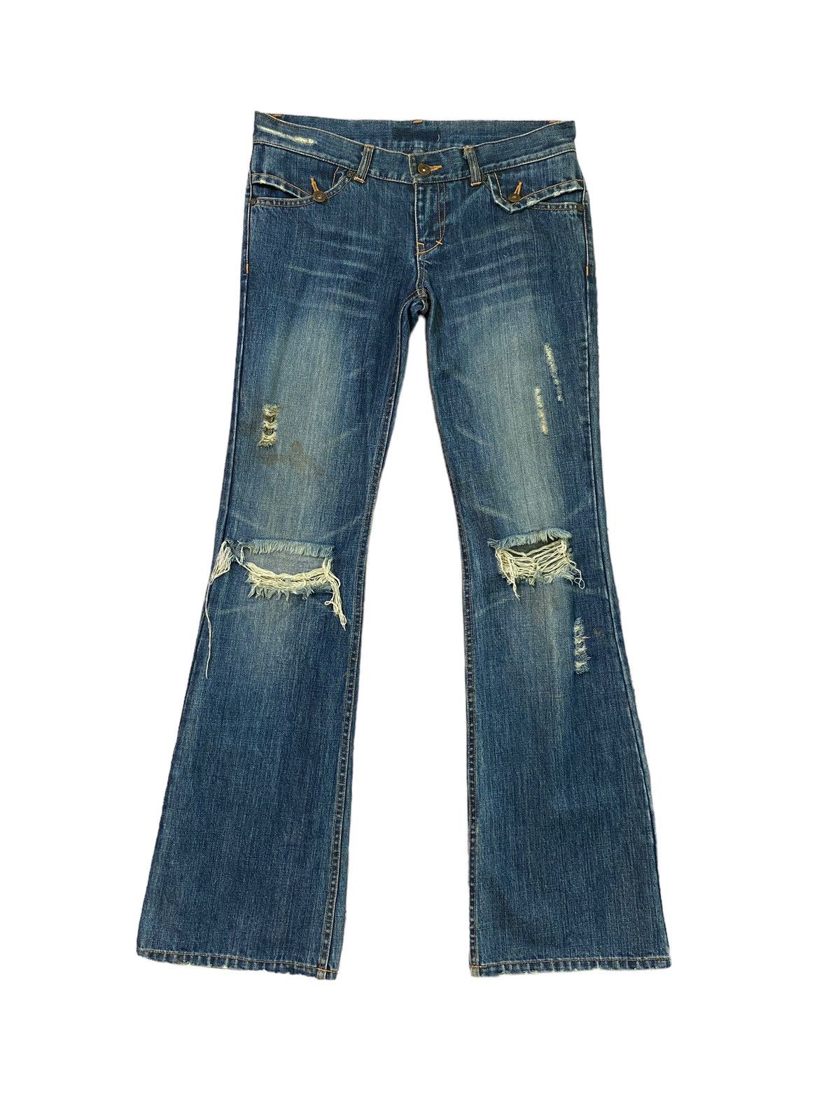 image of Vintage Flared Splendid Detailes Studs Distressed Bootcut Denim in Blue, Men's (Size 31)