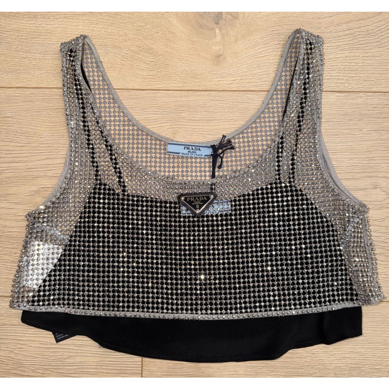 Prada Prada Rhinestone Crystal Strass Logo Vest Top Shirt 36 Size XS / US 0-2 / IT 36-38 - 4 Thumbnail