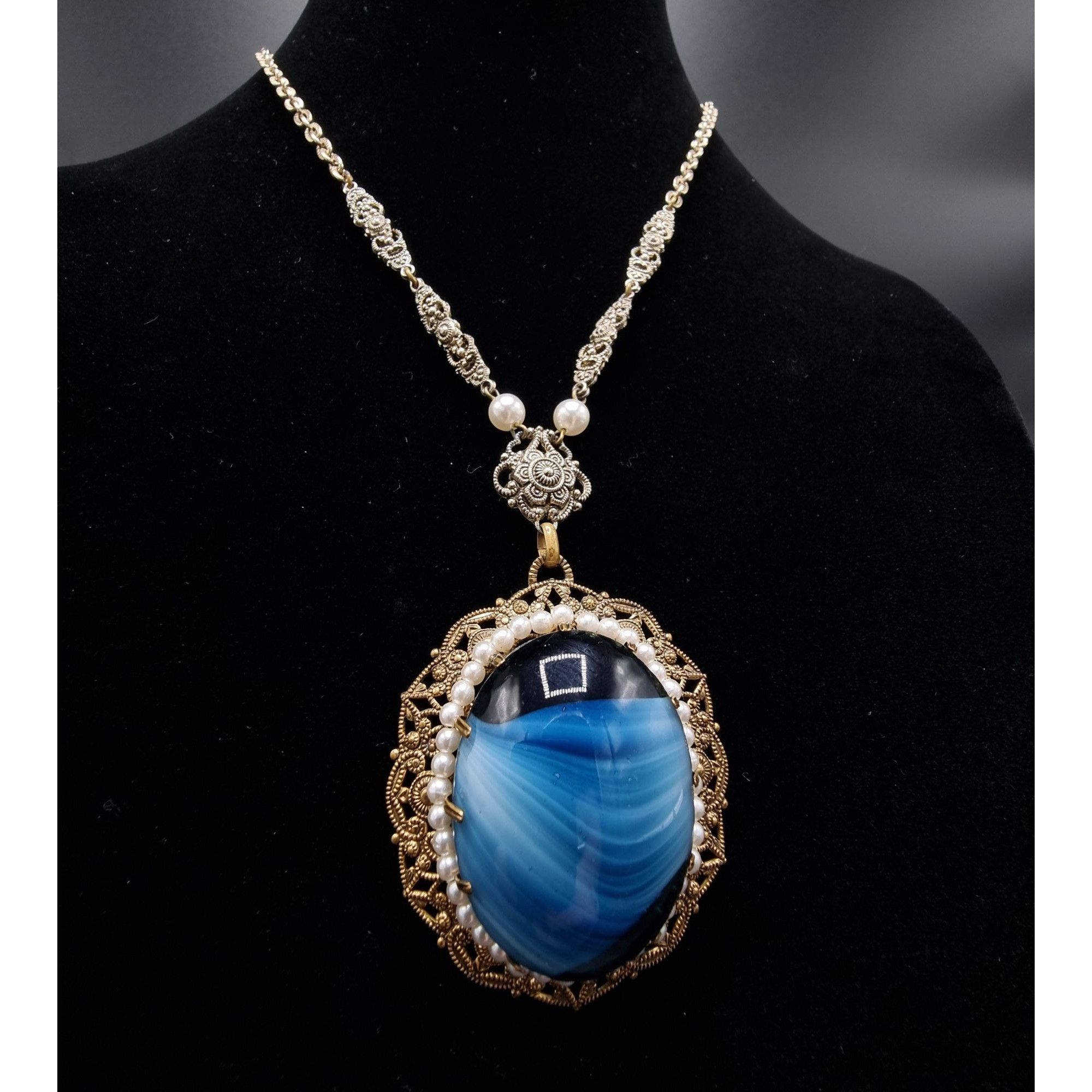 Vintage Vintage West Germany 1960s Gold-Tone Filigree Pendant Neckla Size ONE SIZE - 6 Thumbnail