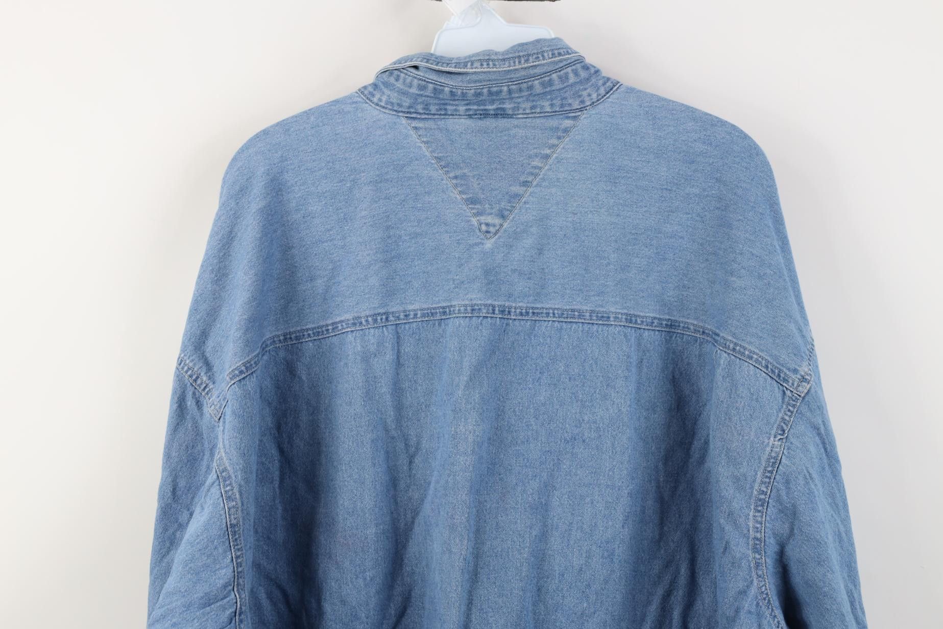 Vintage Vintage 90s Red Wings Hockey Denim Jean Button Down Shirt Size US XL / EU 56 / 4 - 15 Thumbnail