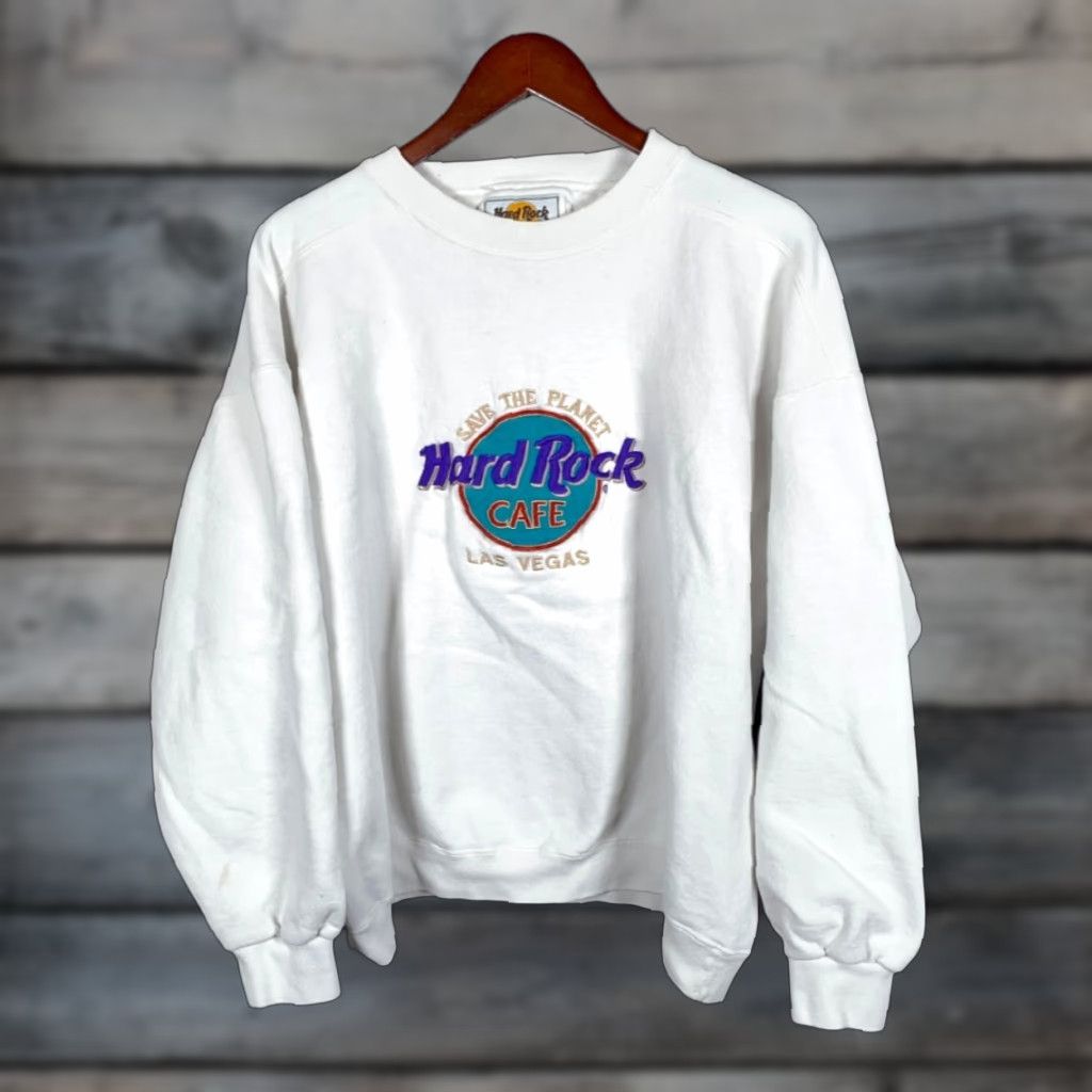 Hard Rock Cafe Hard Rock Cafe Las Vegas Save the Planet Sweatshirt Adult XL White USA Made 90s Size US XL / EU 56 / 4 - 1 Thumbnail