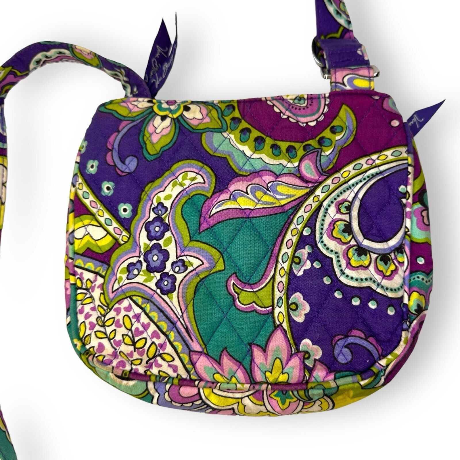 Vera Bradley Vera Bradley Purple Teal Paisley Crossbody Bag Storage EUC Size ONE SIZE - 13 Thumbnail