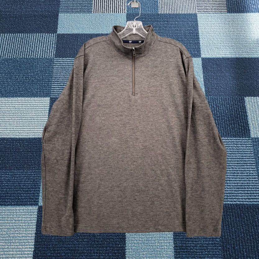 Gap Gap Mens L Large Gray Long Sleeve 1/4 Zip Stretch Mock Neck Pullover Sweater Size US L / EU 52-54 / 3 - 1 Thumbnail