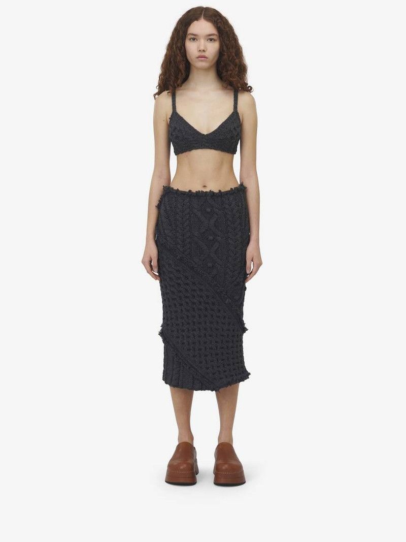 Alexander McQueen o1srvl11e0326 Size: L / Cable Knit Bra in Black Size ONE SIZE - 2 Thumbnail