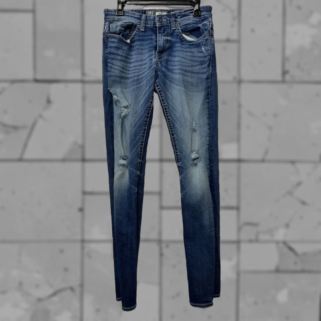 BKE BKE Alec Distressed Jeans Mens Size 31 Inseam 34 Straight Leg Blue Size US 31 - 1 Thumbnail