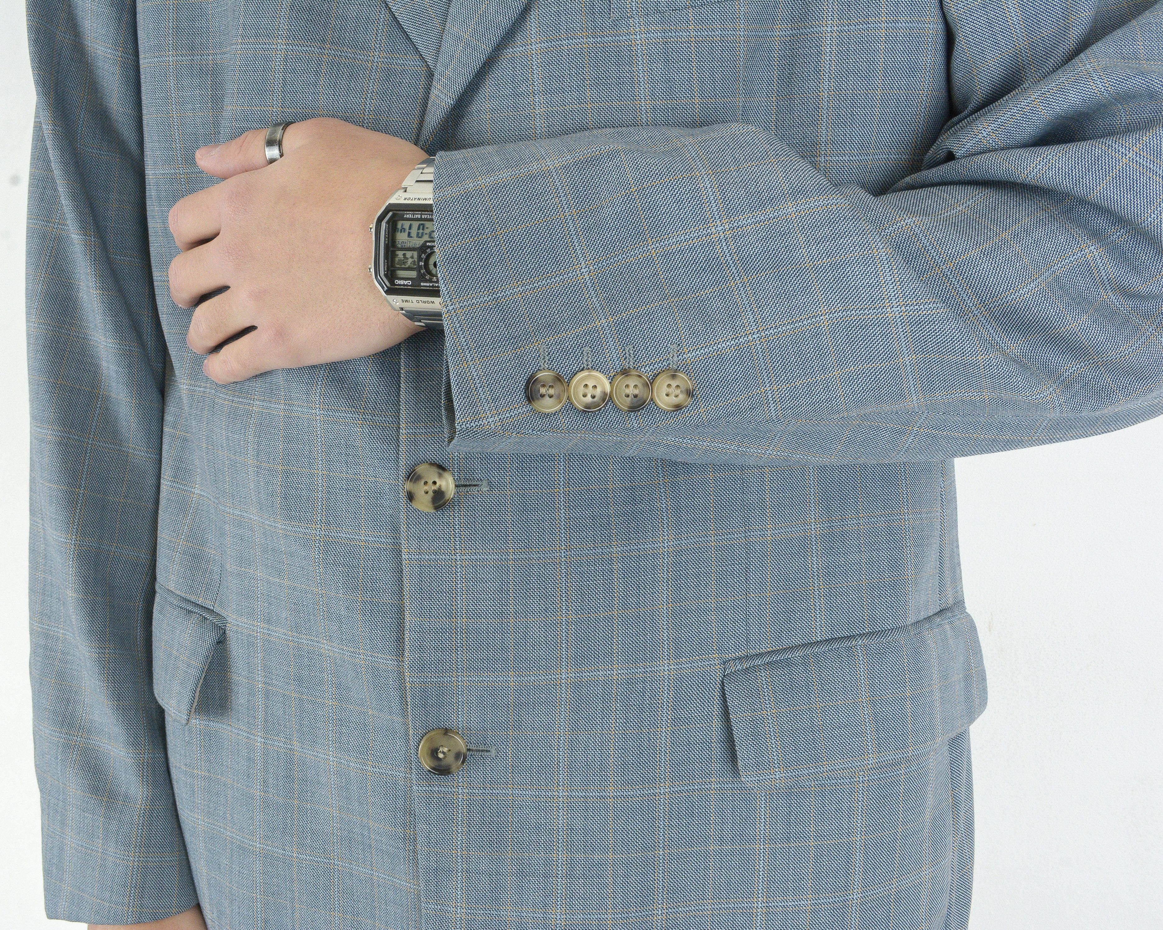 Hugo Angelico Vintage US 42 Check Blazer Coat Virgin Wool Jacket Size 42R - 6 Thumbnail