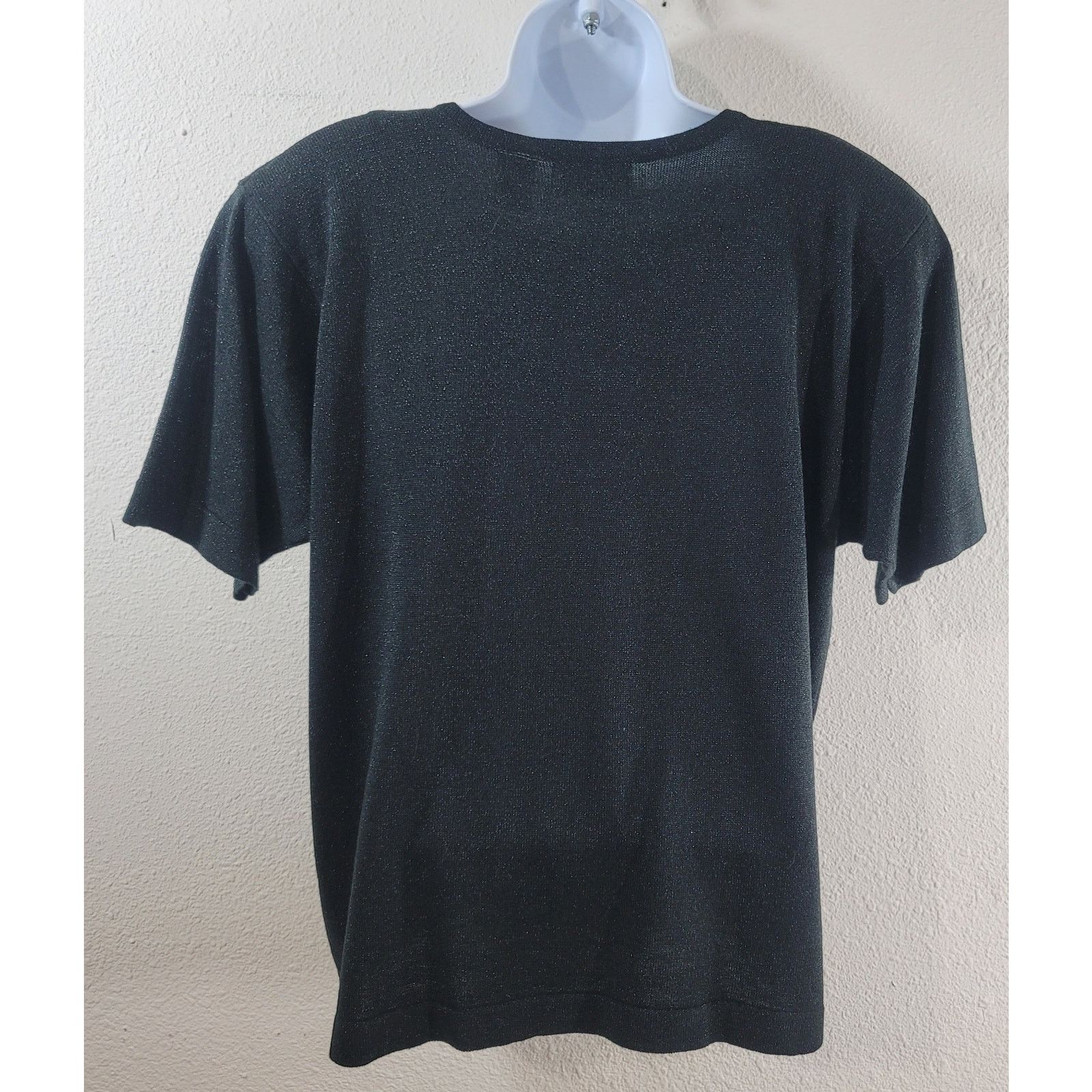 Other VTG Arlando Black Sparkly Round Neck Shoulder Pads Top Large Size L / US 10 / IT 46 - 7 Thumbnail