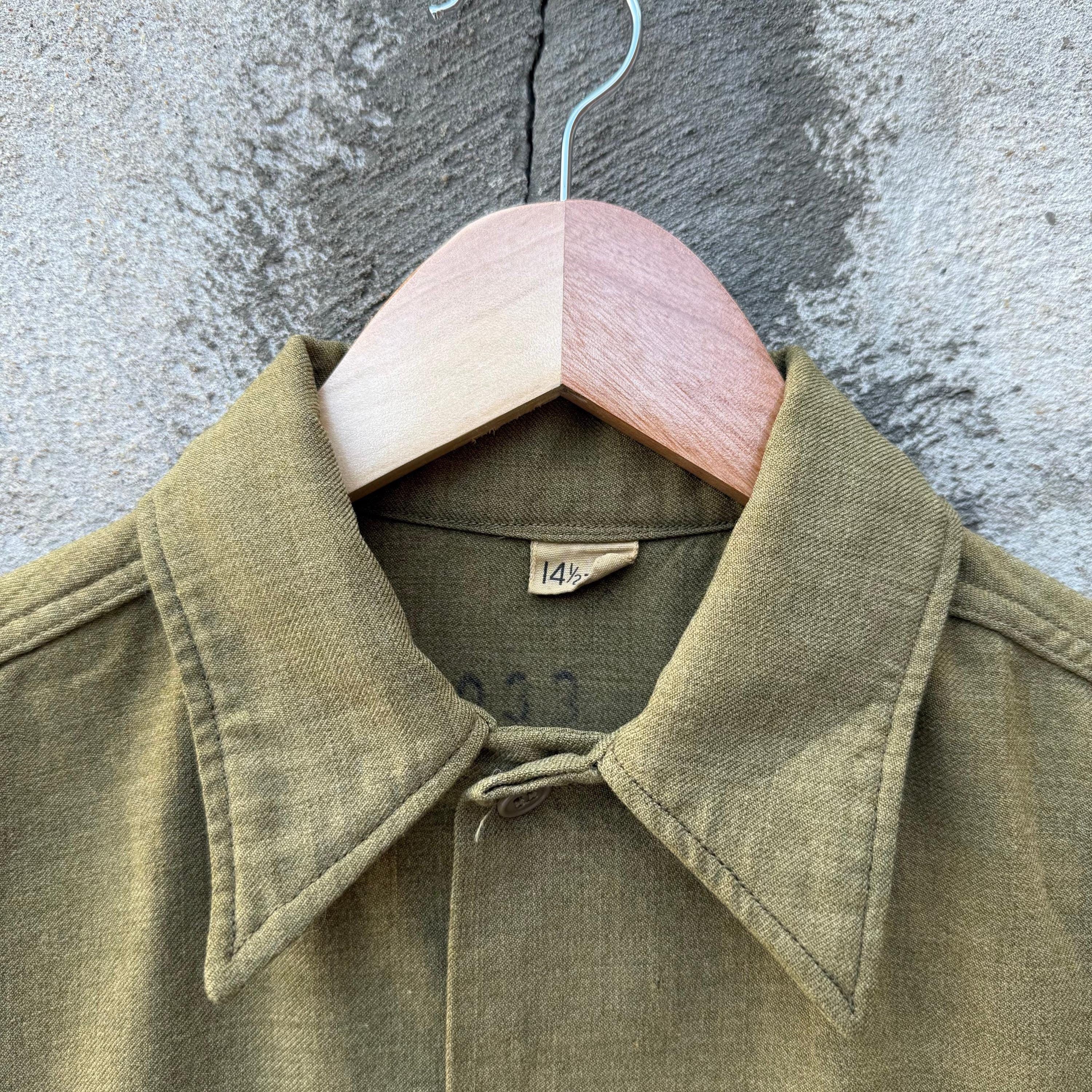 Vintage 40's US Military Tan Khaki Patched Button Down Shirt Size US M / EU 48-50 / 2 - 9 Thumbnail