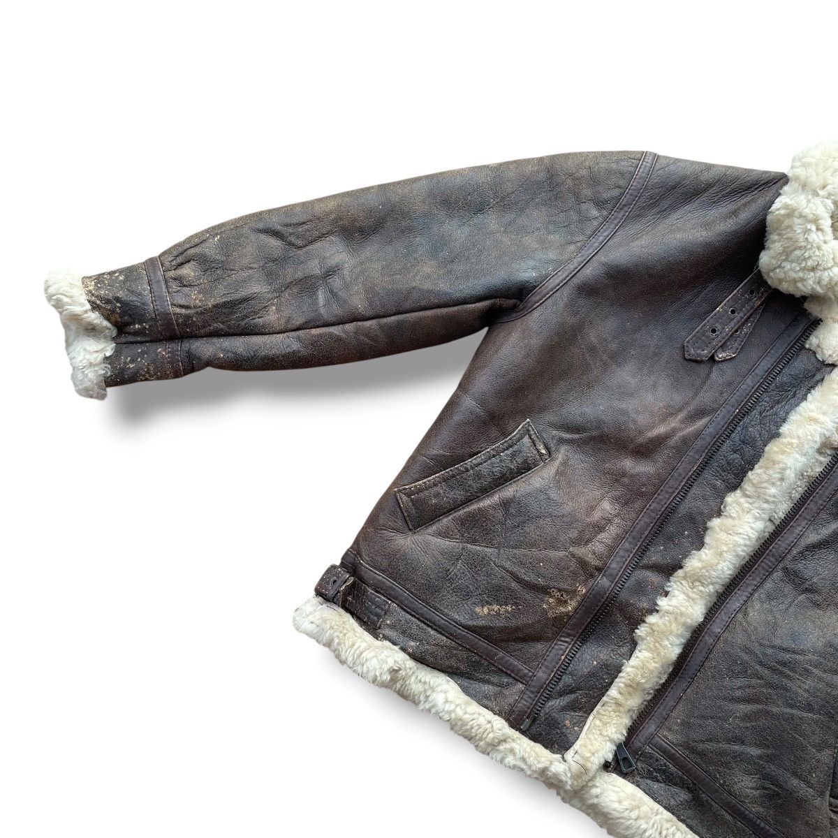 Genuine Leather VINTAGE SPRAZZO MODA SPORTIVO B3 SHEARLING FUR JACKET Size US L / EU 52-54 / 3 - 6 Thumbnail