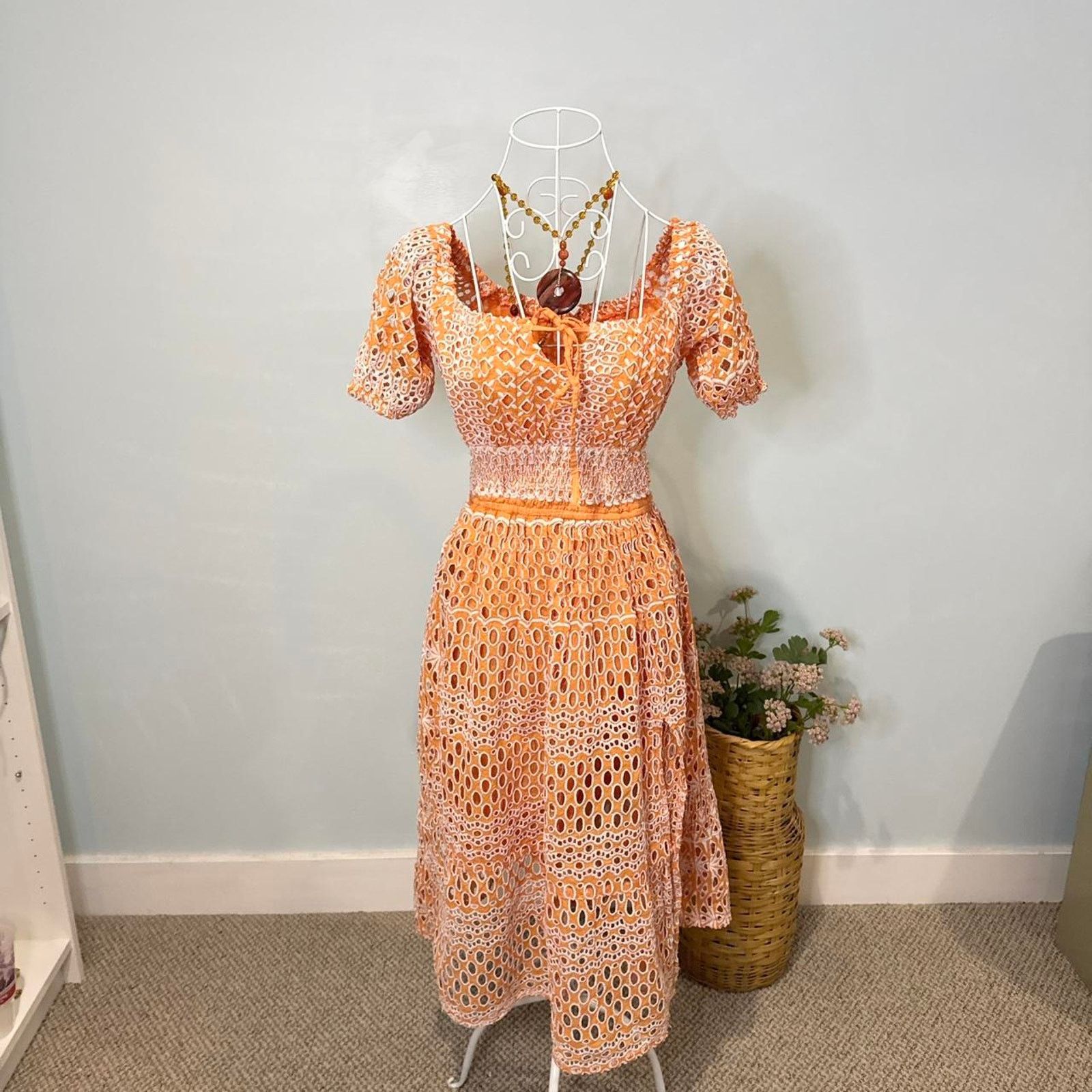 Other Stunning orange and white milkmaid maxi sun dress Size S / US 4 / IT 40 - 1 Thumbnail