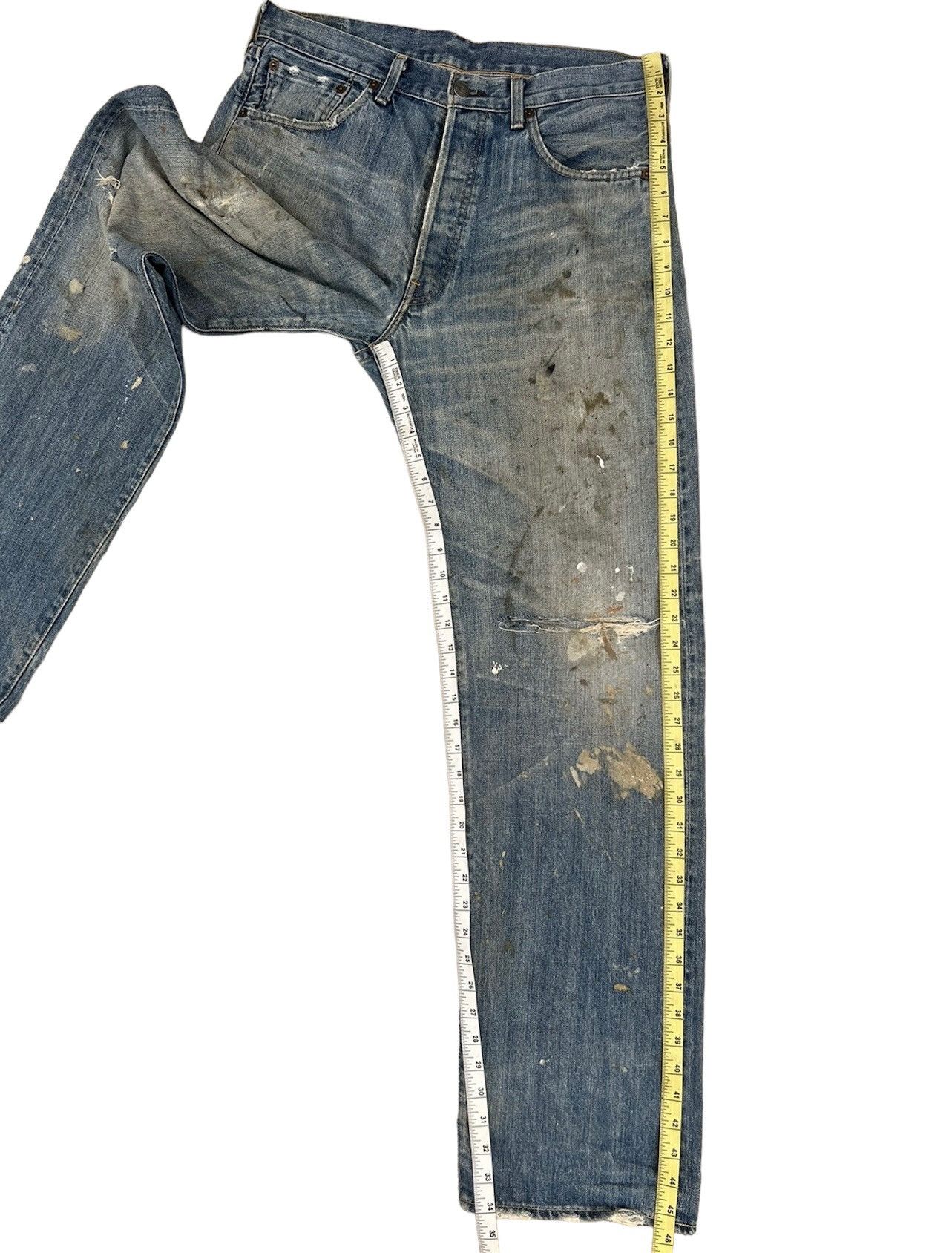 Levi's Vintage Clothing Dirty Mud 2005 LVC Levi’s 501 Big E Rip Denim Selvedge Jeans Size US 35 - 5 Thumbnail