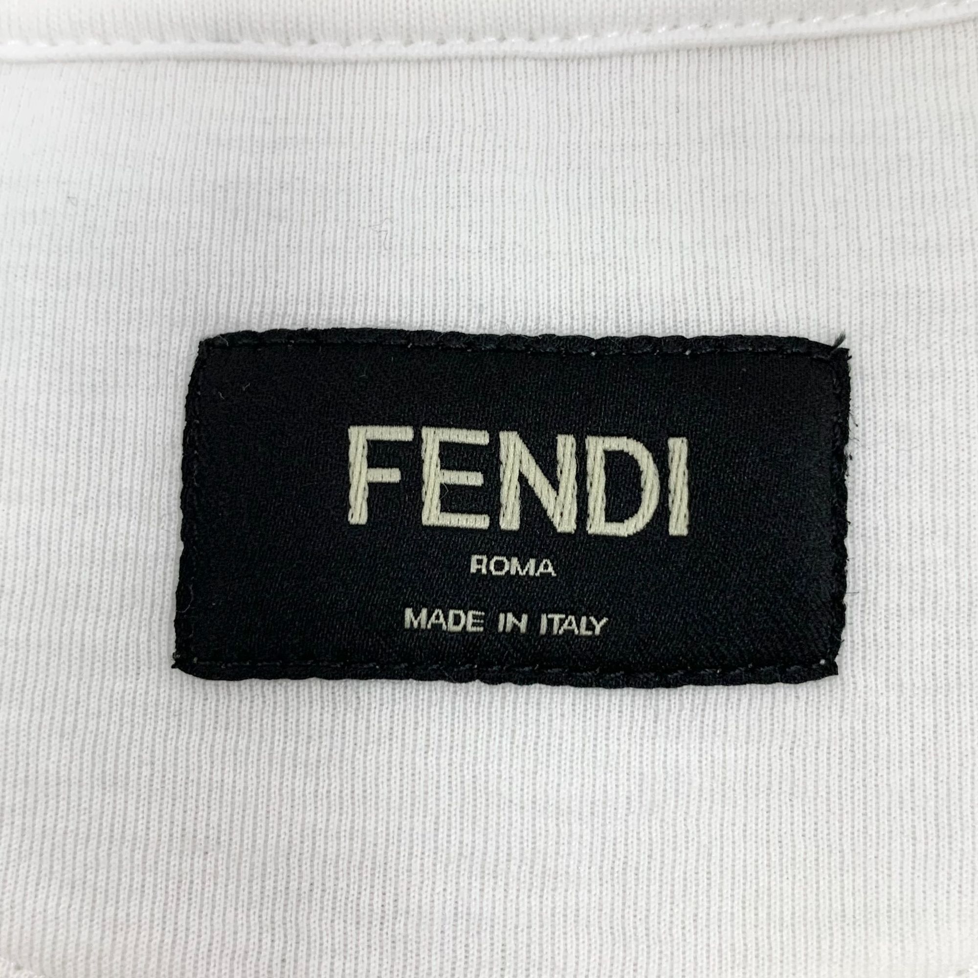 Fendi Fendi White Round-Neck Long-Sleeve Sweatshirt With Flocked P Size US L / EU 52-54 / 3 - 2 Thumbnail