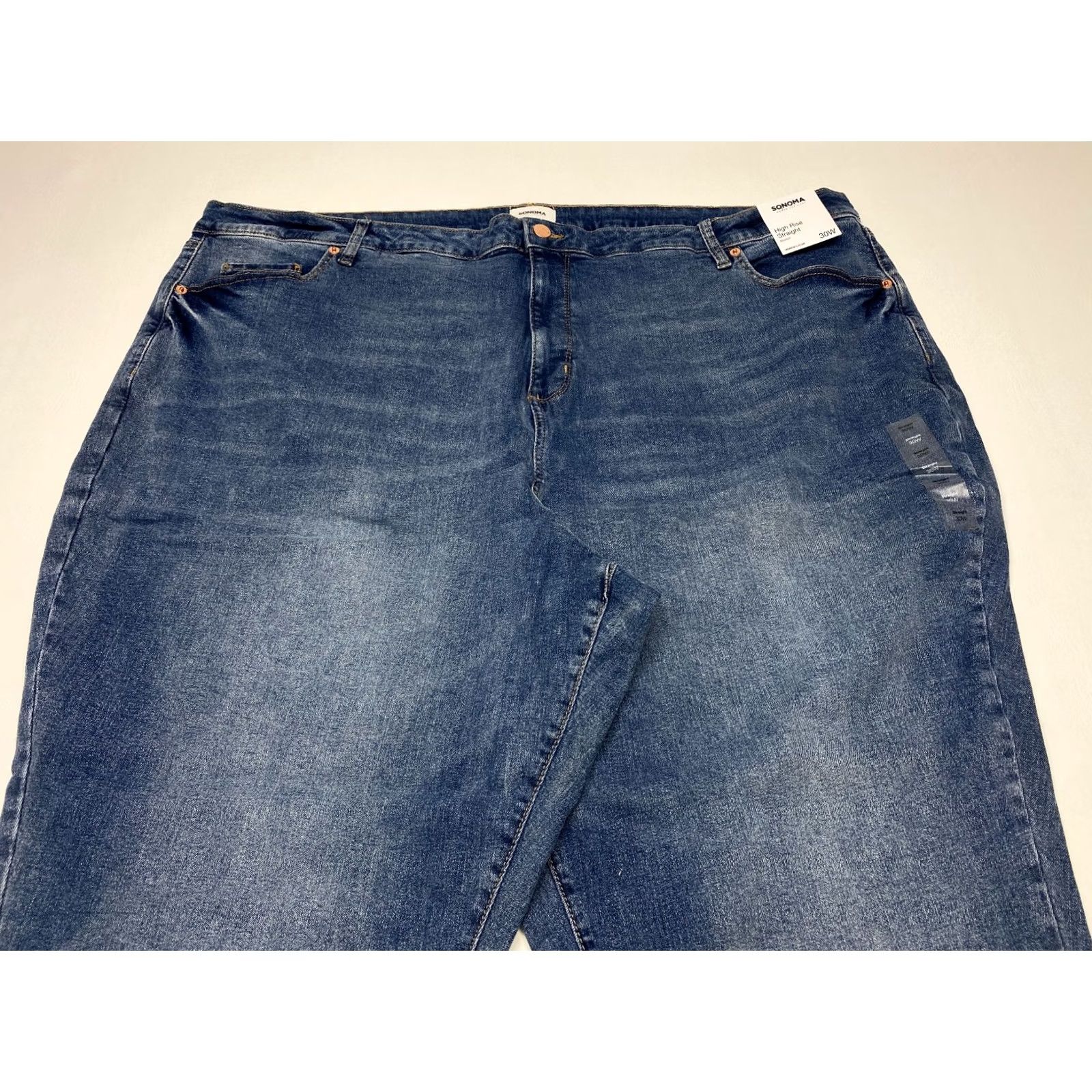 Vintage NWT Sonoma Jeans for Women Plus 30W 48x29 Blue Stretch Sonoma Jeans Straight High Rise 5-Pocket Denim Size 30" / US 8 / IT 44 - 3 Thumbnail