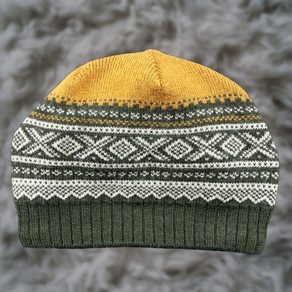 Vintage Marius of Norway Beanie Hat Size 56 S-M Fair Isle Knitted Wool Blend Knit Unisex Adults Green Wool Blend Beanie Mens Womens صنعت Size ONE SIZE - 1 Thumbnail