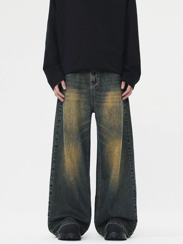 Vintage Men's vintage washed distressed wide-leg jeans Size US 32 / EU 48 - 1 Thumbnail