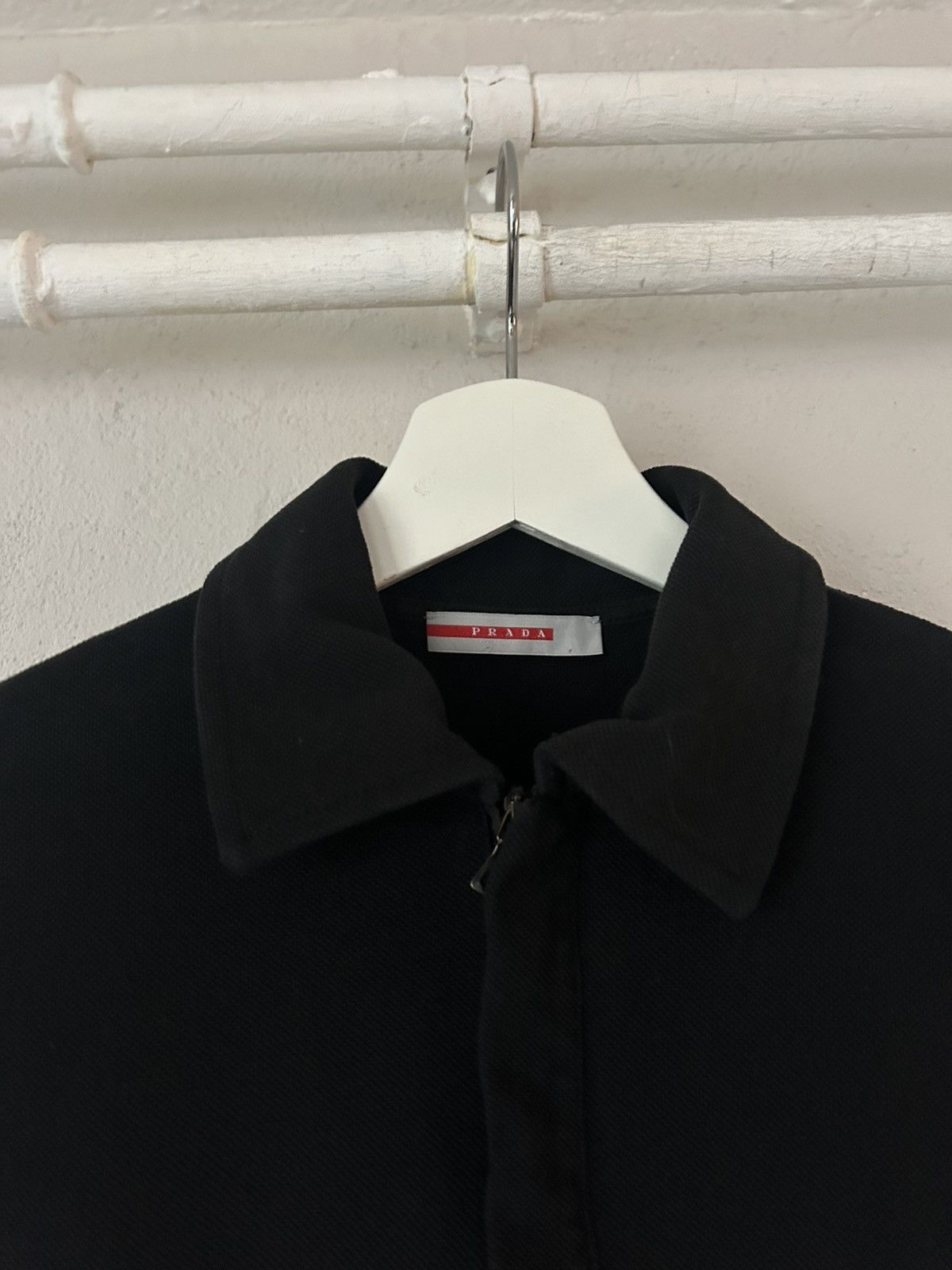 Prada Prada Linea Rossa Polo Shirt XS Black with Zip Pocket Detail 