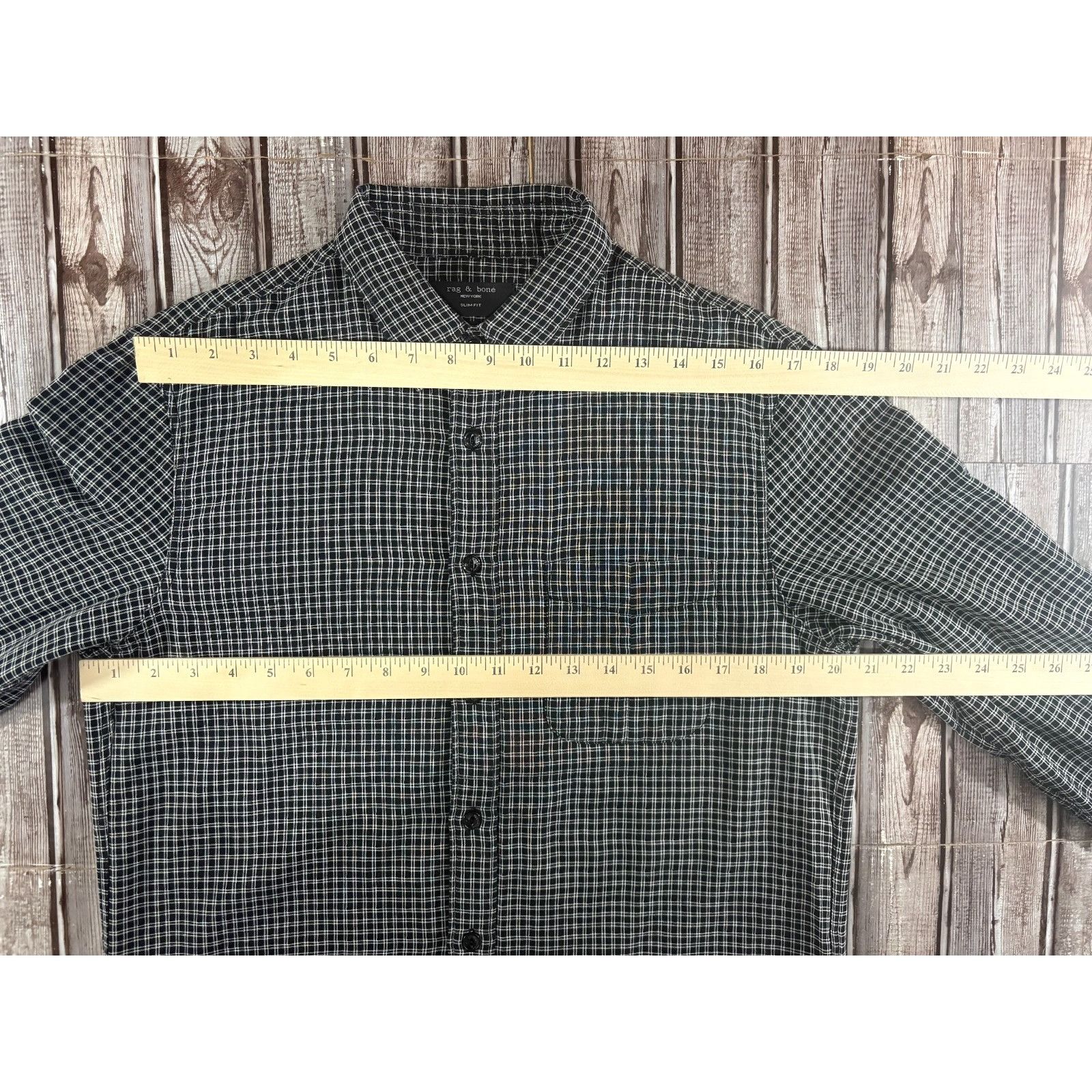 Rag & Bone Rag & Bone slim fit plaid lined Shirt size M color black whi Size US M / EU 48-50 / 2 - 3 Thumbnail