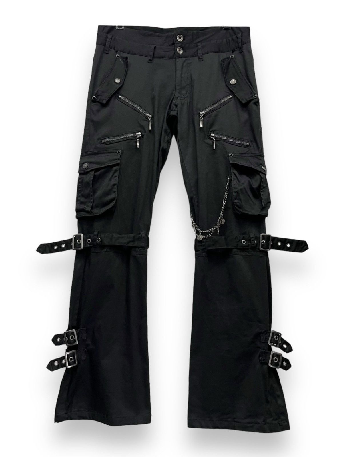 SICK PUNK🔥SEMANTIC Bondage Chain Zippers Double Waist Flare