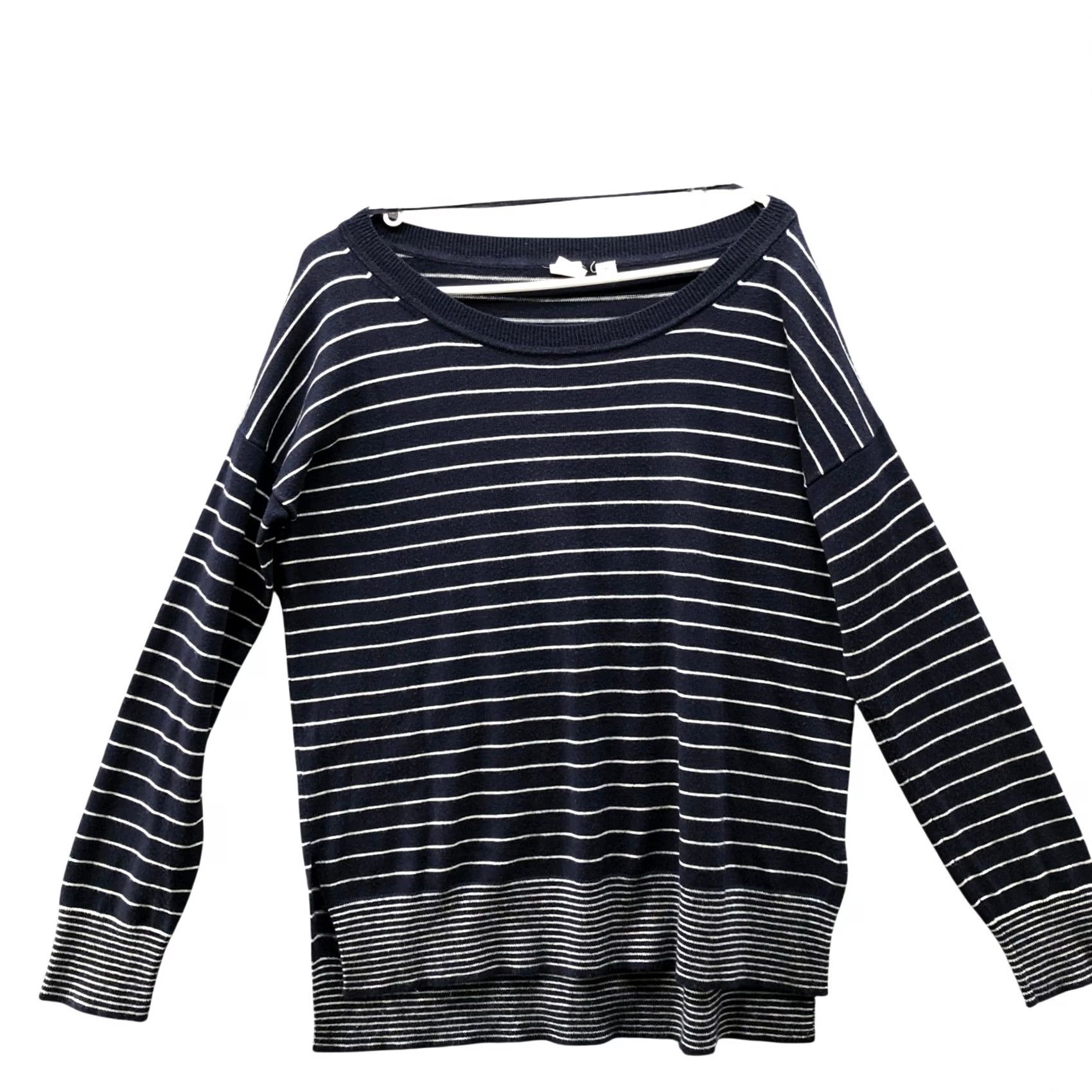 Gap Gap Merino Wool Blend Boat Neck Sweater Womens M Navy Blue Striped Pullover Size M / US 6-8 / IT 42-44 - 2 Thumbnail