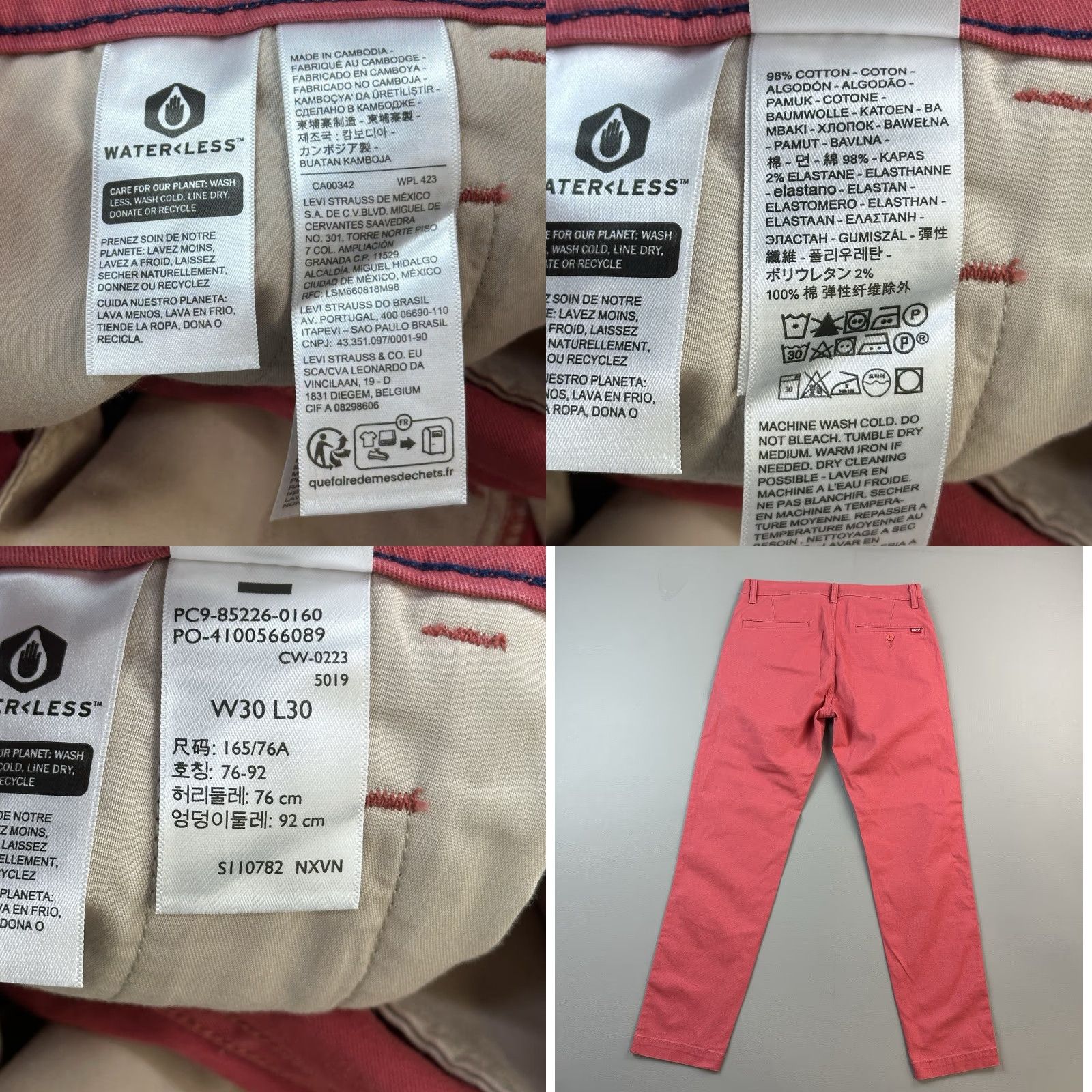 Levi's Levi's Chino Pants Mens 30x30 Rose Red Regular Stretch Casual Tapered Standard XX Logo Pocket Men Size US 30 / EU 46 - 8 Thumbnail