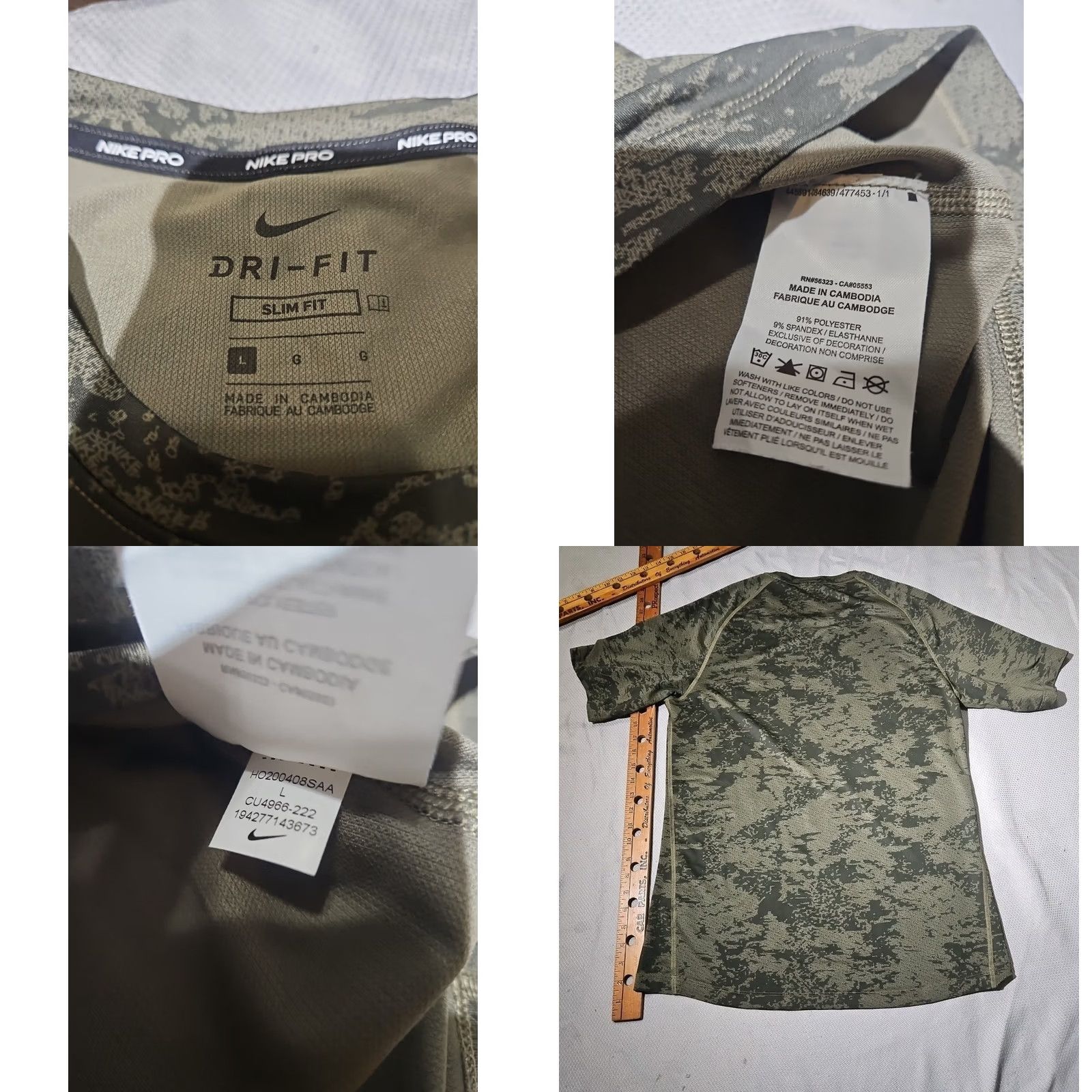 Nike Nike Pro Shirt Mens L Green Digital Camouflage Dri Fit Performance Tee Size US L / EU 52-54 / 3 - 8 Thumbnail
