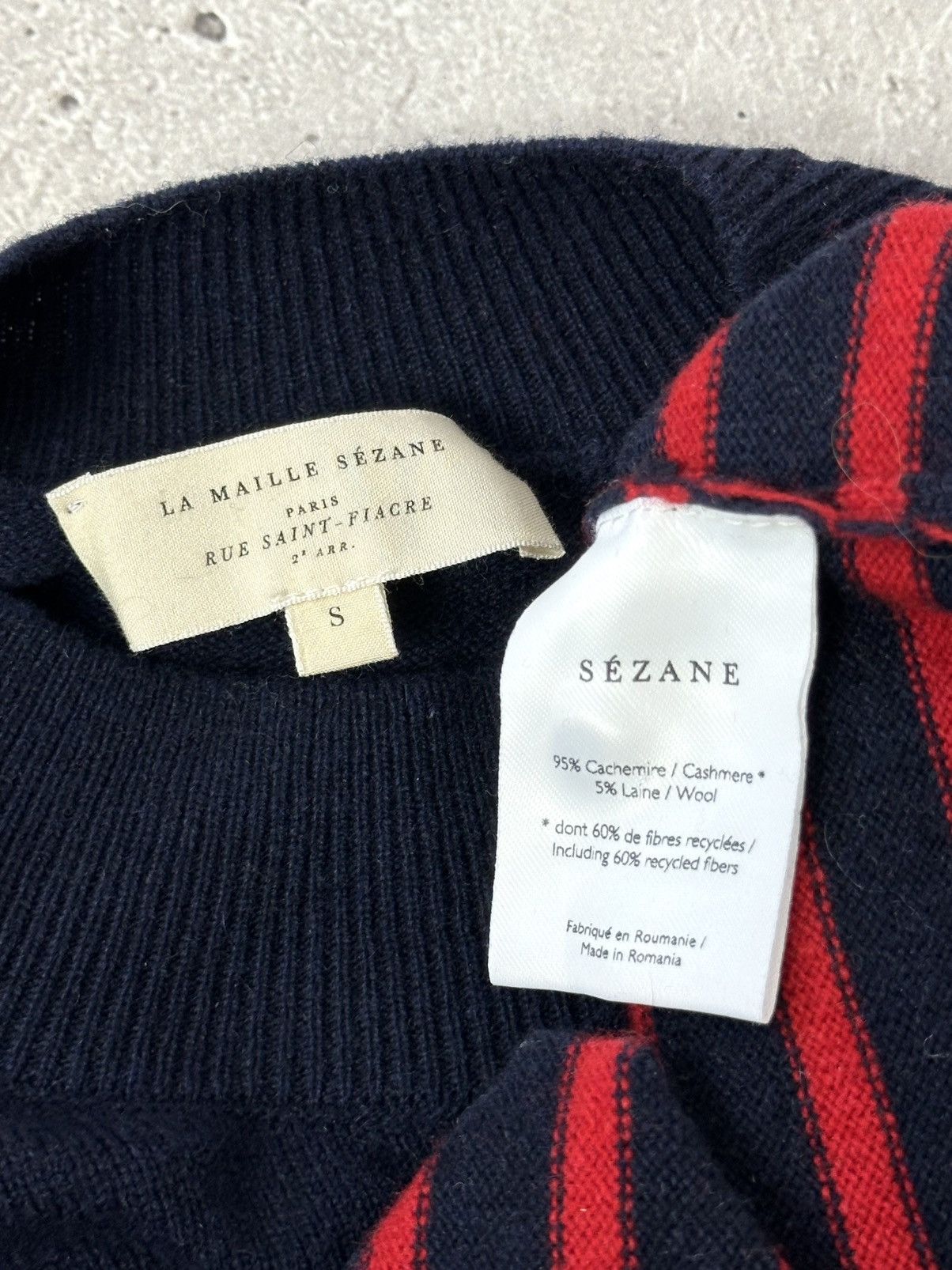 Sezane Sezane Cashmere Stripped Gold Buttons Short Sleeve Sweater Size S / US 4 / IT 40 - 9 Thumbnail
