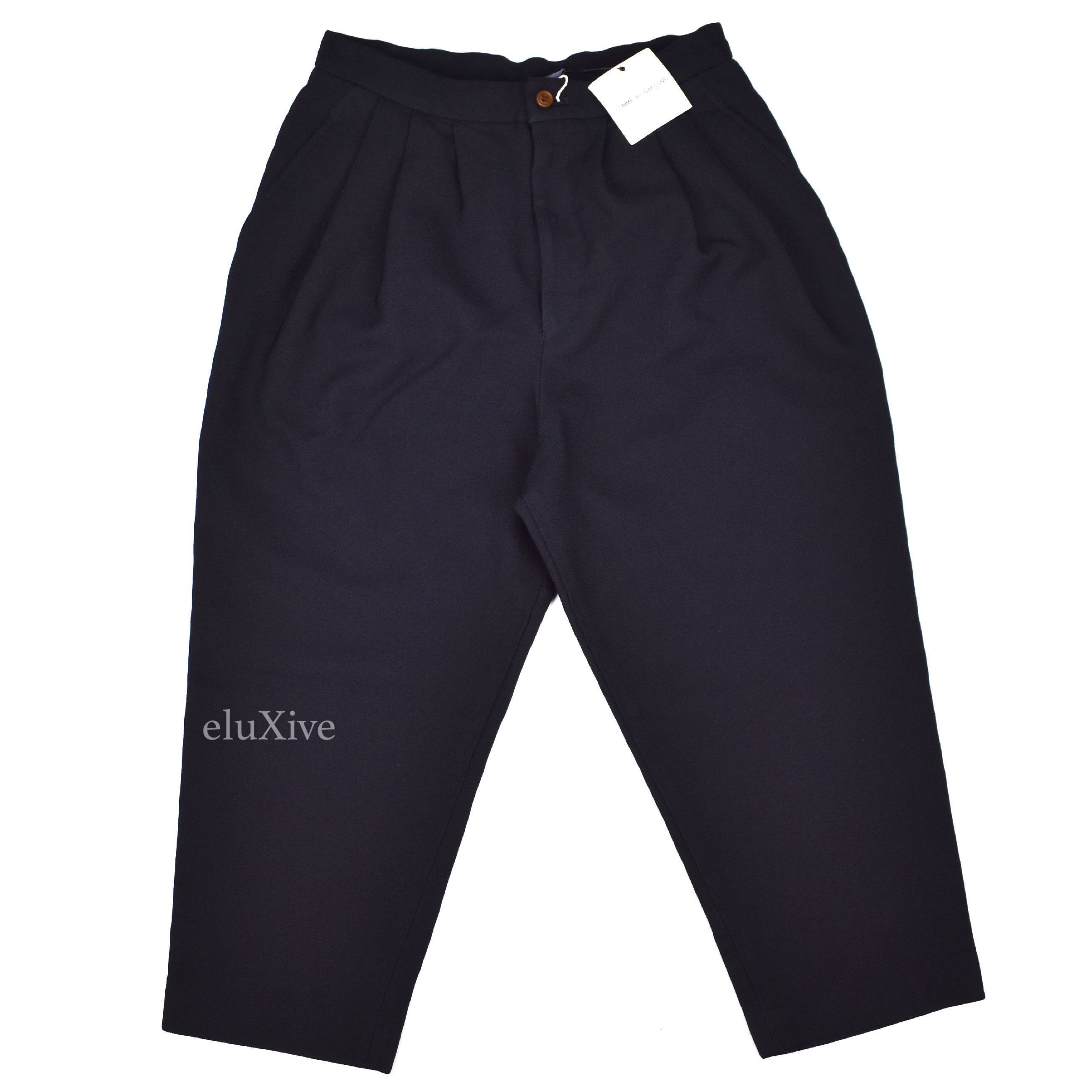 Comme des Garcons CDG Navy Pleated Cropped Wool Twill Pants NWT Size US 26 / EU 42 - 1 Preview
