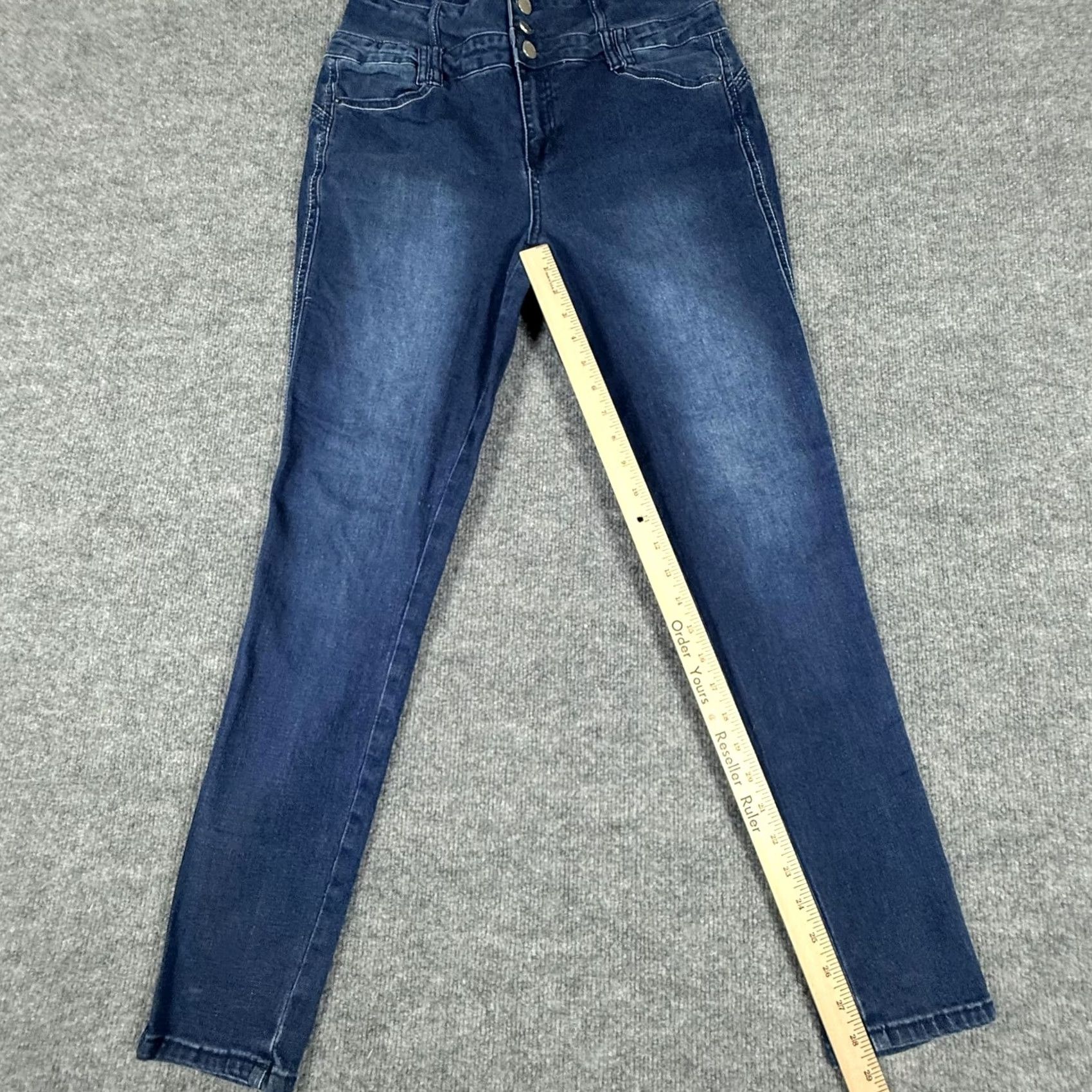 Vintage VINTAGE? No. Flamingo Jeans Blue High Rise Skinny Stretch Denim 30" Waist Regular Large Women Size 36" / US 14 / IT 50 - 6 Thumbnail