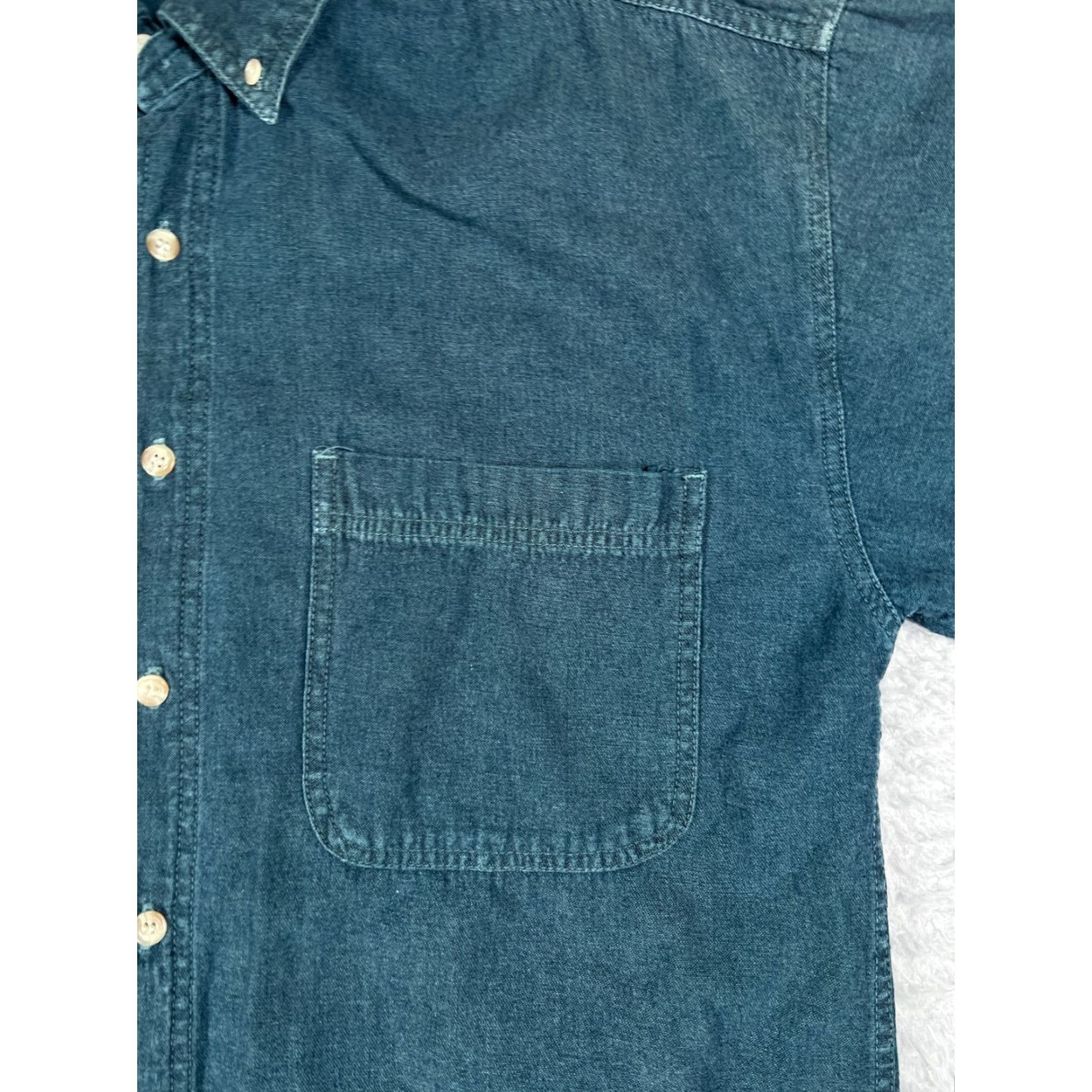 Anchor Blue Anchor Blue Denim Shirt Mens Medium Chambray Button-Up with Pockets 100% Cotton Vintage 90s Style Mens Apparel Size US M / EU 48-50 / 2 - 7 Thumbnail