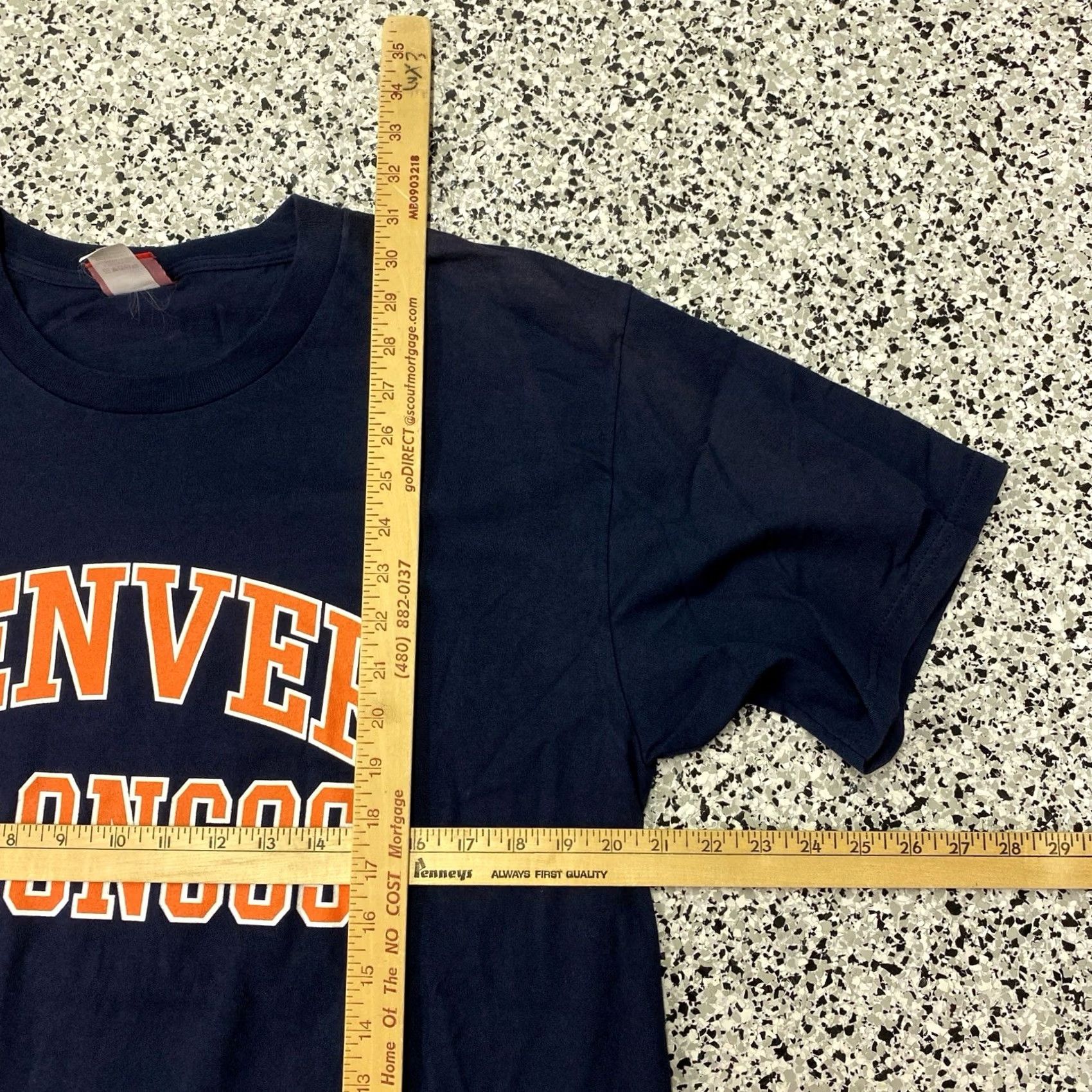 NFL VINTAGE NFL Broncos Denver NFL Football Large Print Logo T-Shirt Sz Large Mens Blue Crew Ne**ck Short Sleeve Logo Large** Size US L / EU 52-54 / 3 - 2 Thumbnail