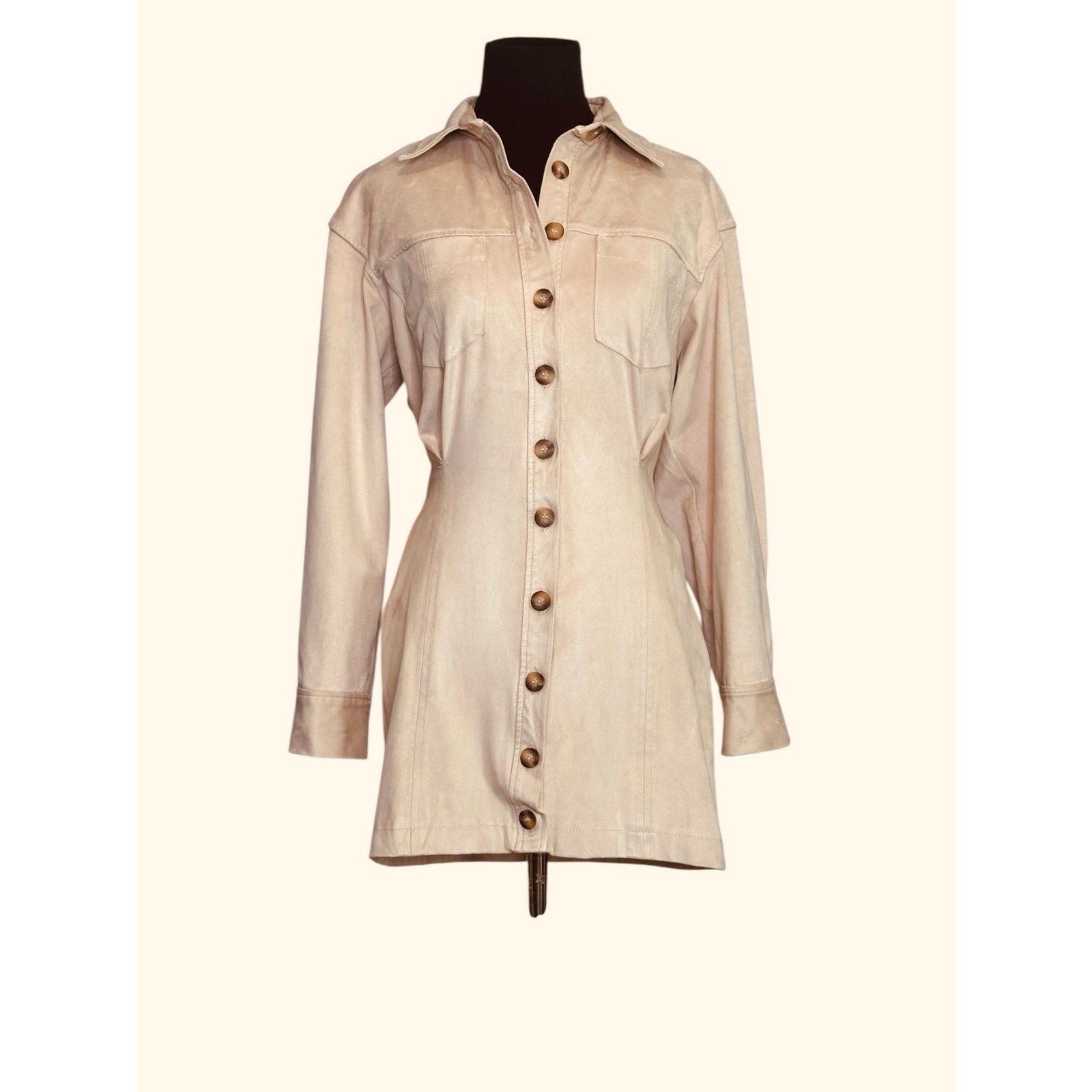 Zara Zara cream suede long sleeves shirt mini dress size Small Size S / US 4 / IT 40 - 9 Thumbnail