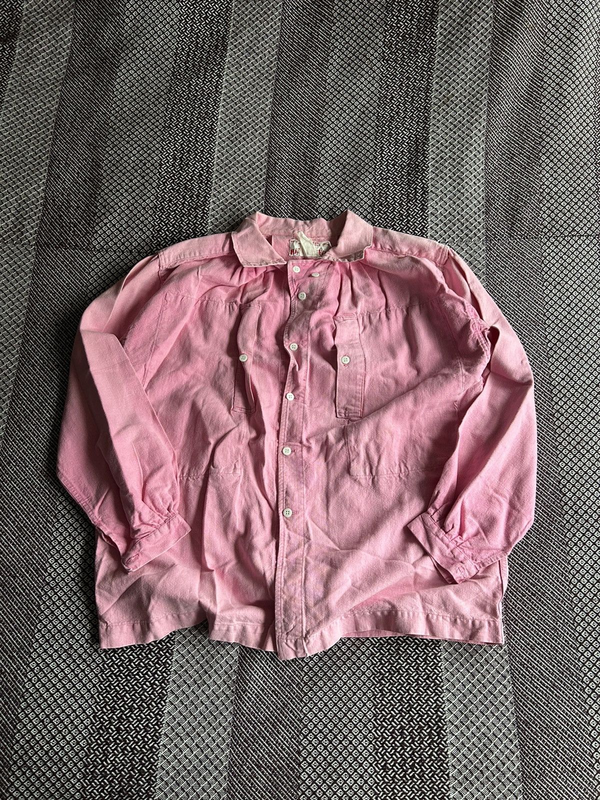 Japanese Brand × Vintage Vintage 70s Heavy Workwear Shirt Polo Manufacture Faded Size US XXL / EU 58 / 5 - 1 Thumbnail