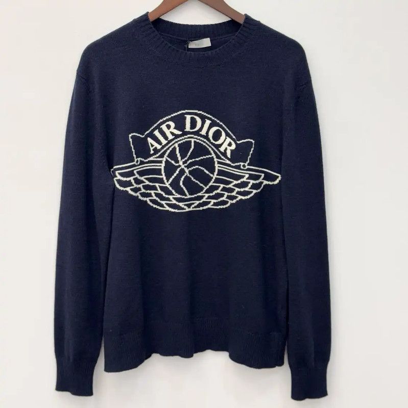 Dior Dior Men's Long Sleeve Navy Cashmere Sweater 0089 Size US M / EU 48-50 / 2 - 1 Thumbnail