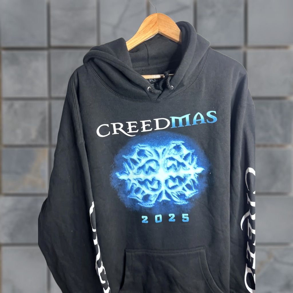 Vintage Creed Creedmas 2025 Hoodie Mens XL Black Band Graphic Pullover Fleece Sweatshirt Size US XL / EU 56 / 4 - 1 Thumbnail