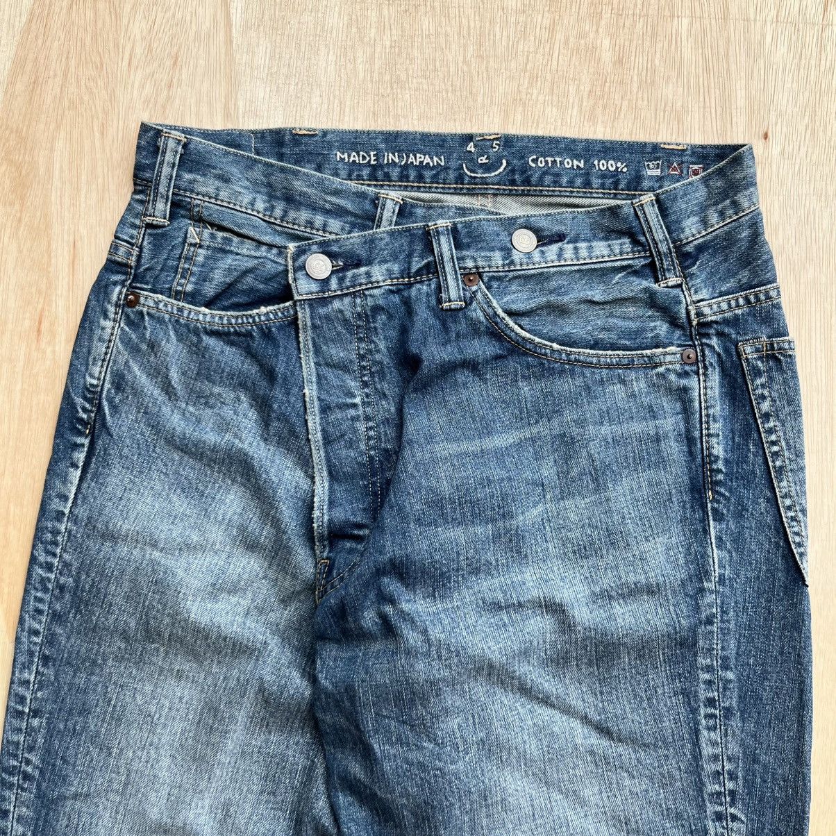 45rpm 45RPM JEANS ASSYMETRICAL BUTTON DISTREESED VINTAGE JAPANESE Size US 31 - 2 Thumbnail