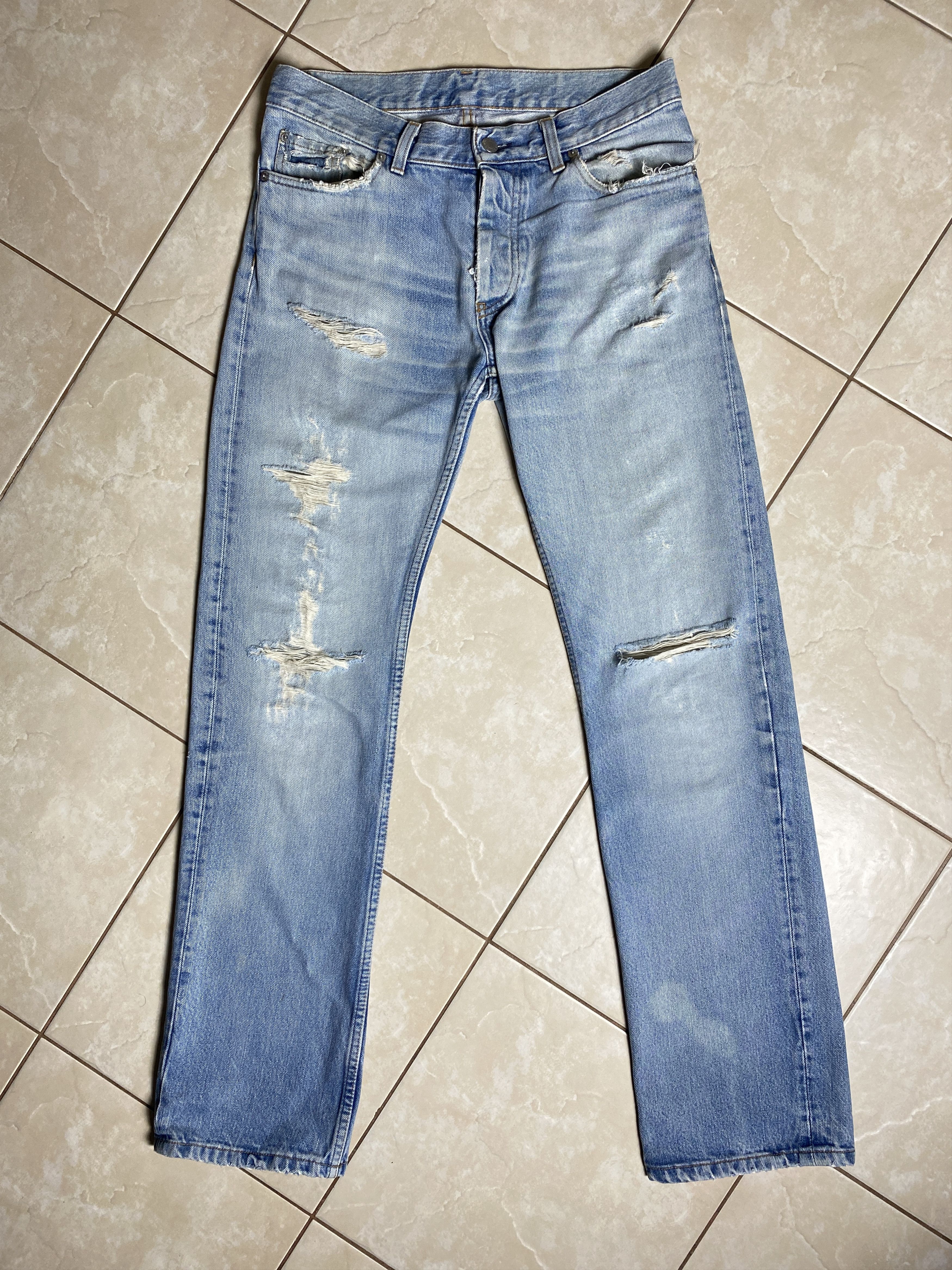 image of Helmut Lang Rusty Jeans Denim Pants Distressed in Blue, Men's (Size 30)