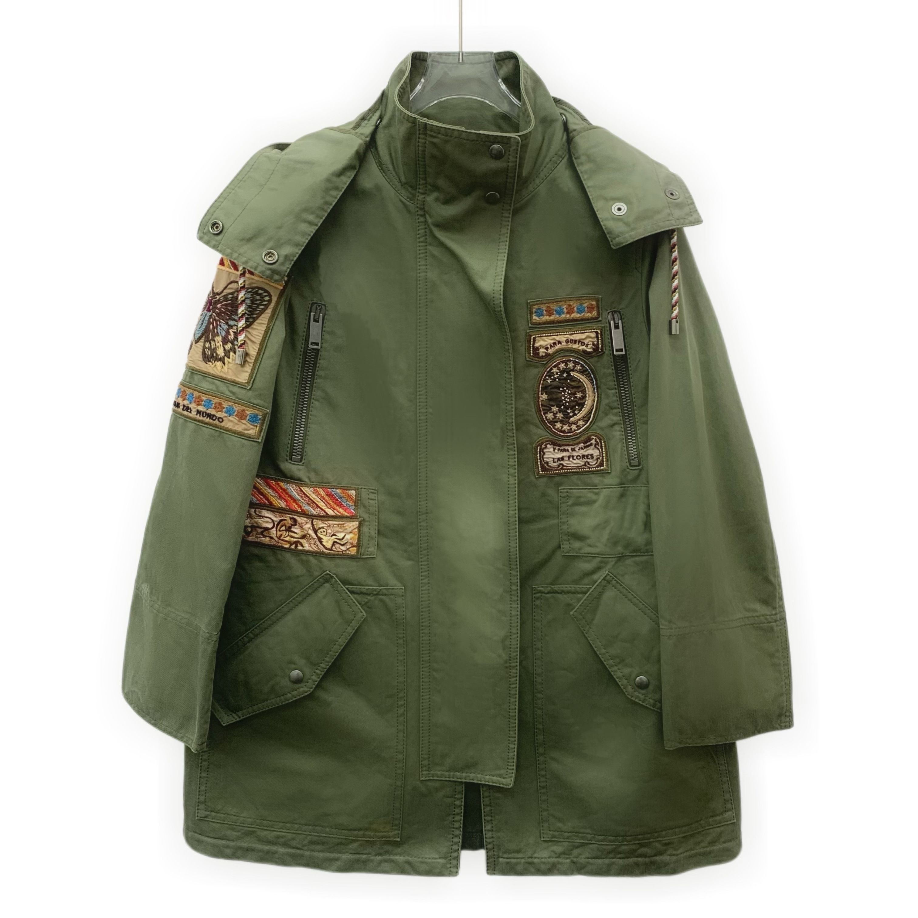 Valentino Embroidered Hoodie Jacket Military Green (S)