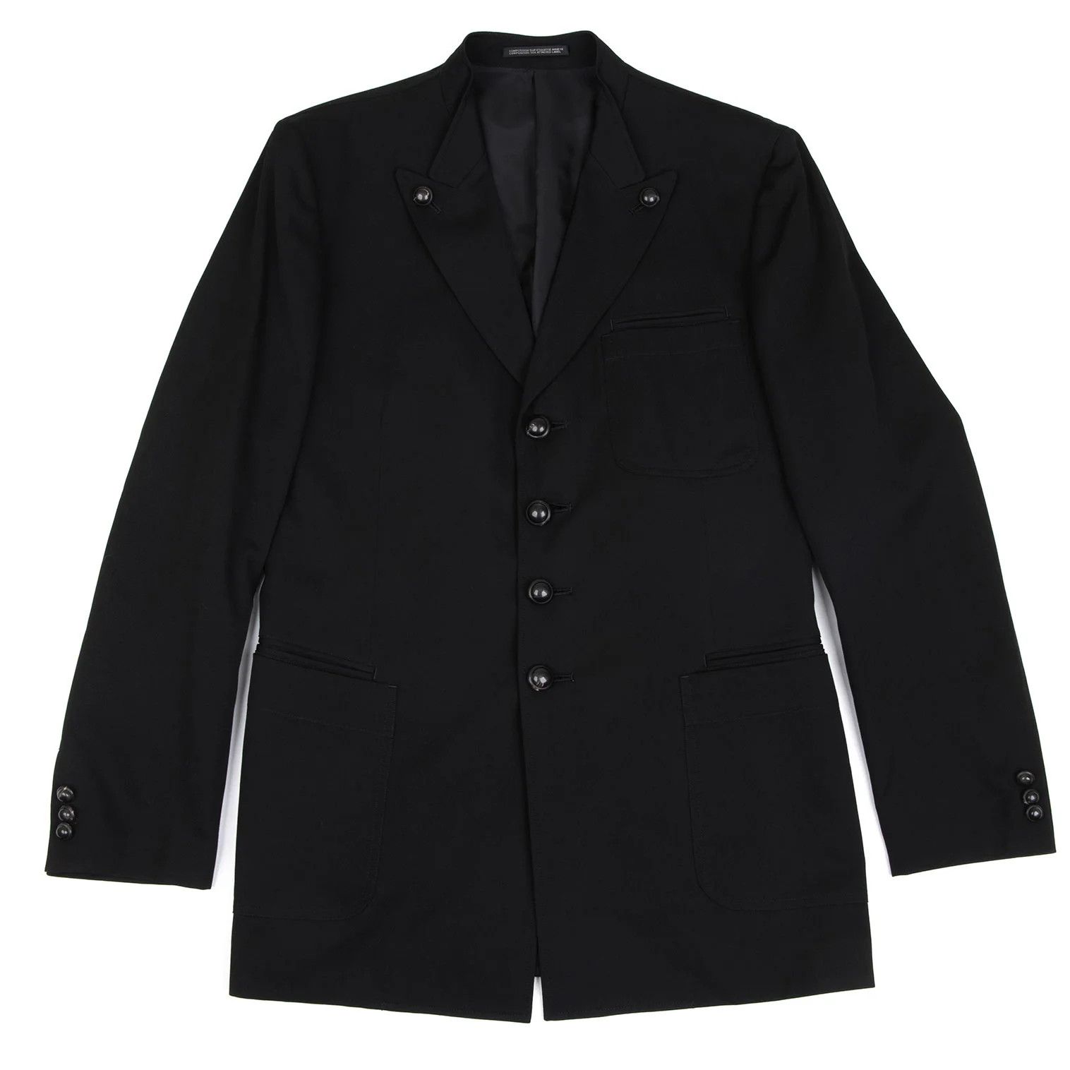 Yohji Yamamoto Yohji Yamamoto Wool Gabardine Jacket Black 3 Size US L / EU 52-54 / 3 - 1 Thumbnail