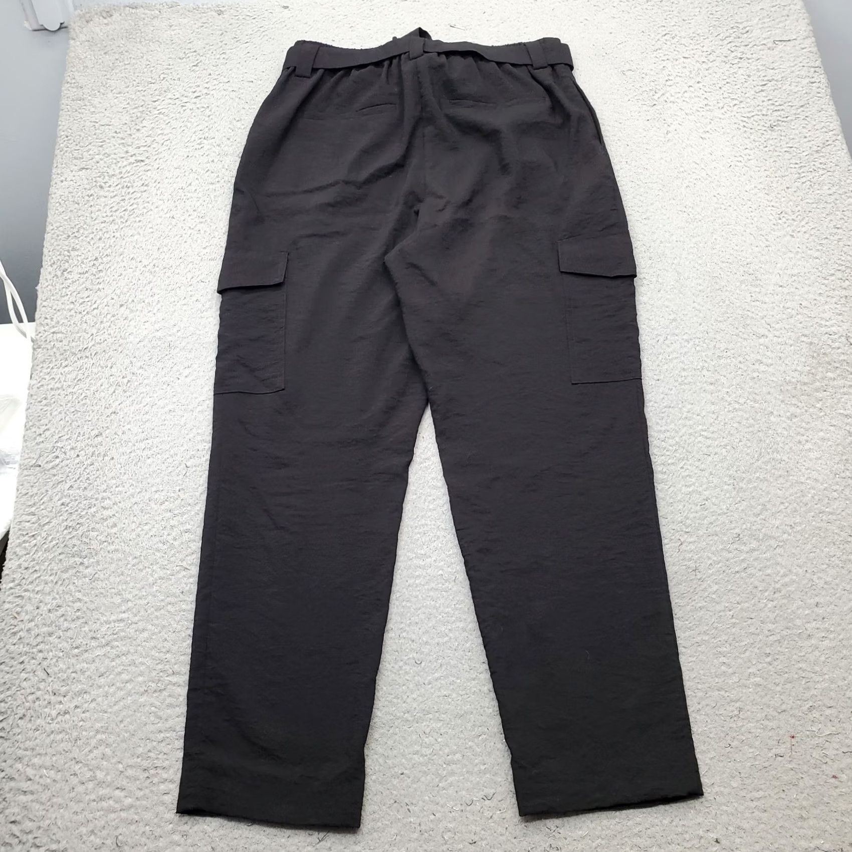 Vintage Chico's Paperbag Pants Women's 10R Black Pleated Utility Pocket Straight Leg Shirt Size 32" / US 10 / IT 46 - 2 Thumbnail