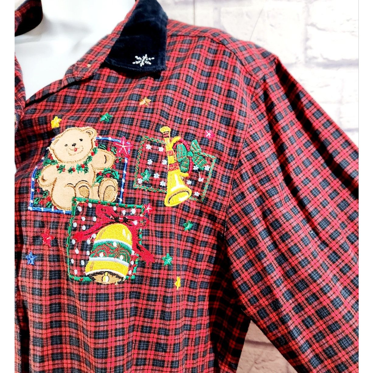 Other VTG Bobbie Brooks Embroidered Christmas Scene Button Top L Size L / US 10 / IT 46 - 3 Thumbnail