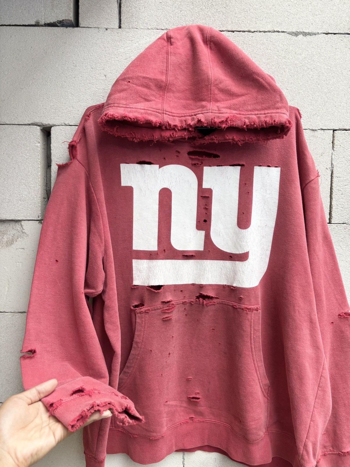 Thrashed Distressed NY faded Hoodie