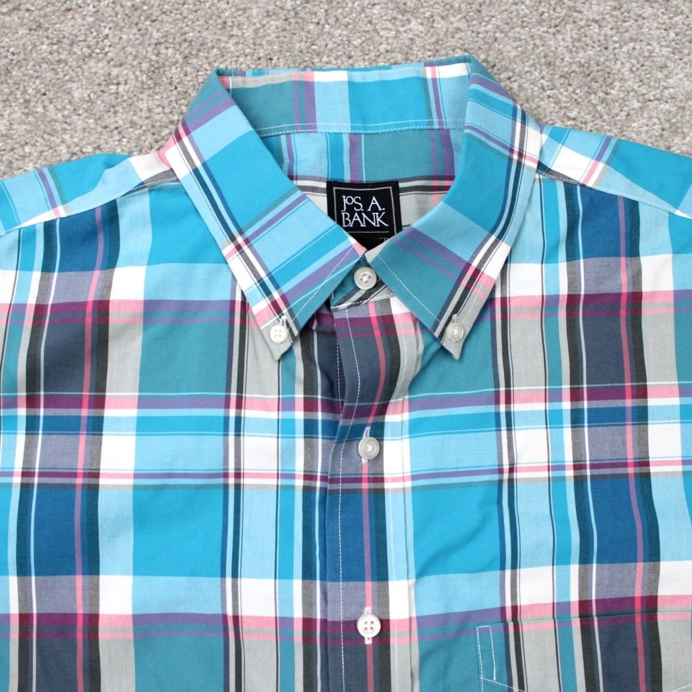 Jos. A. Bank Jos. A. Bank Traveler Shirt Mens XL Blue 100% Cotton Short Sleeve Button Down Size US XL / EU 56 / 4 - 6 Thumbnail